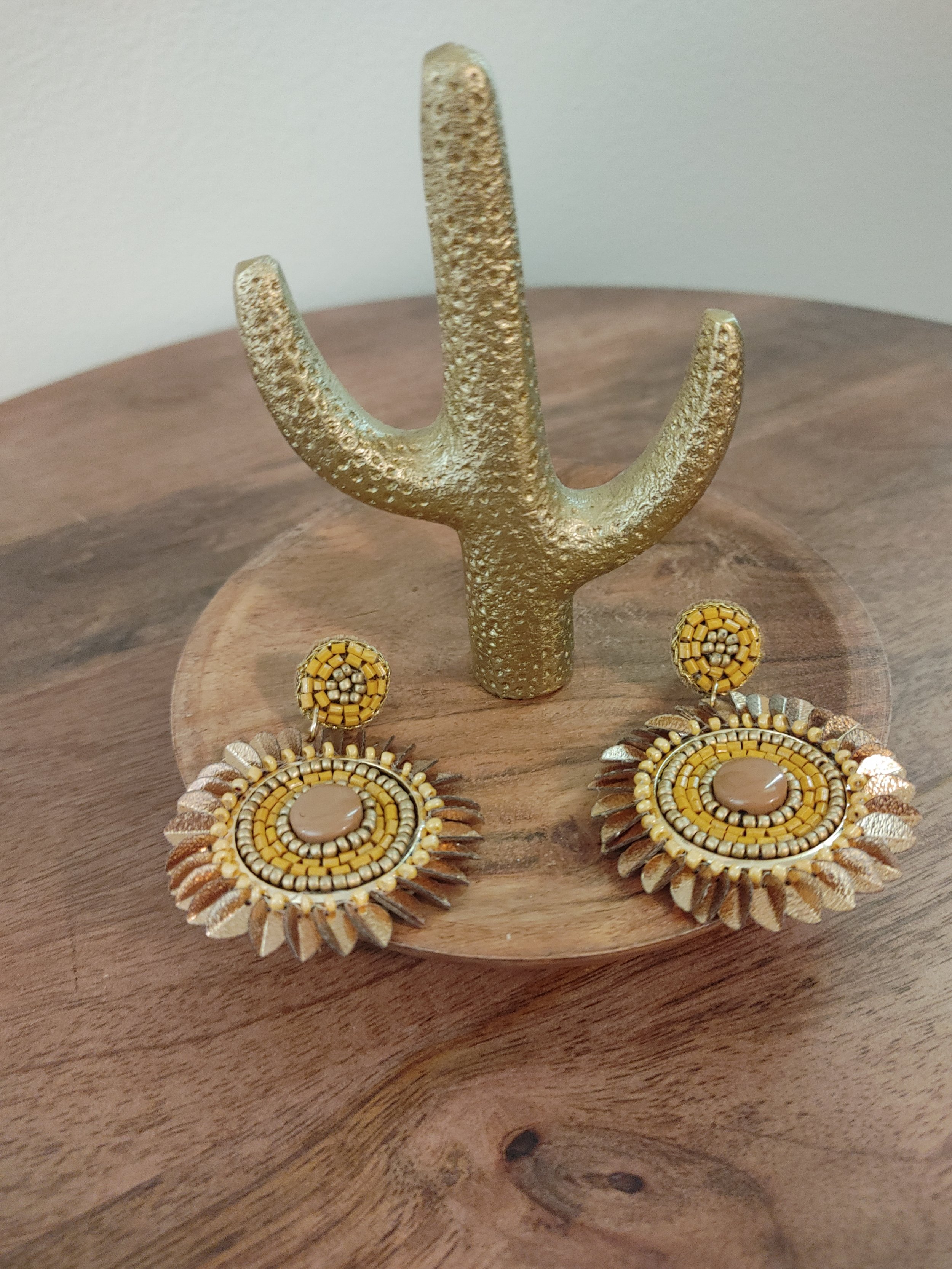 Hand Beaded Aztec Earrings