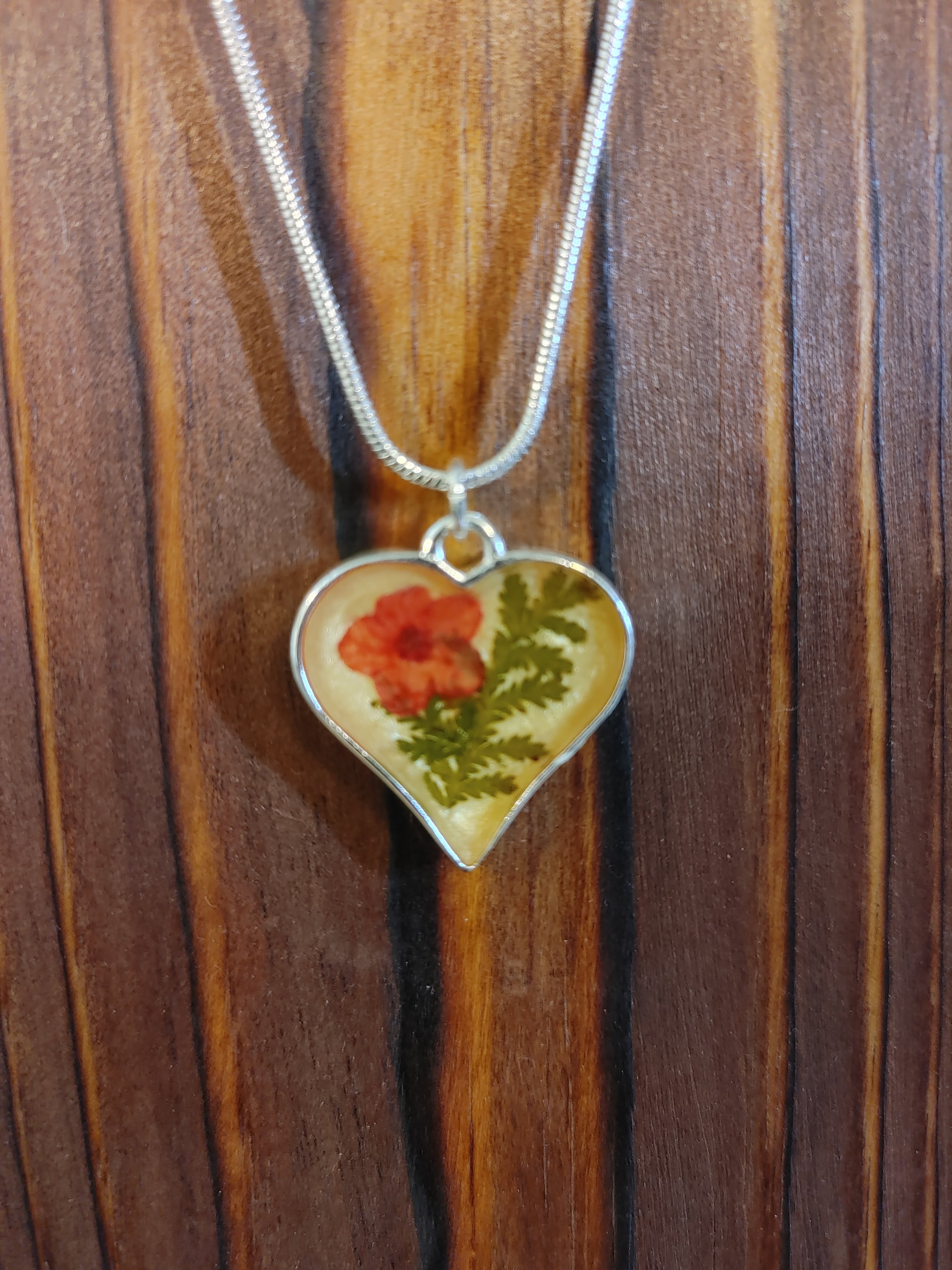 Pressed Flower Heart Necklace