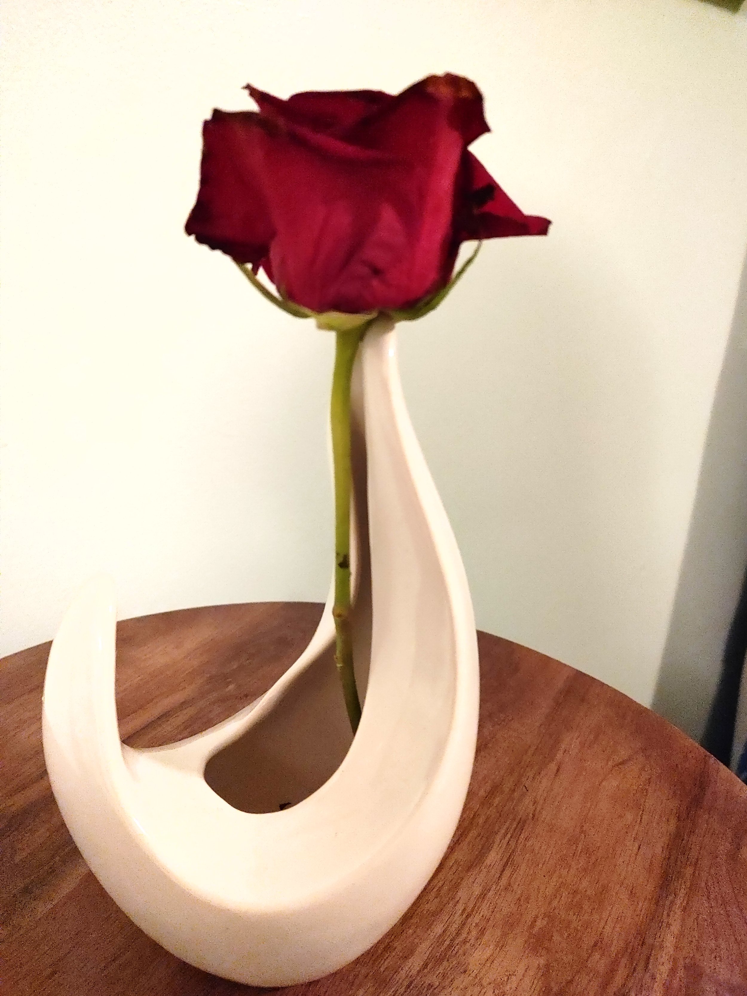 White Ceramic Curved Petal Vase
