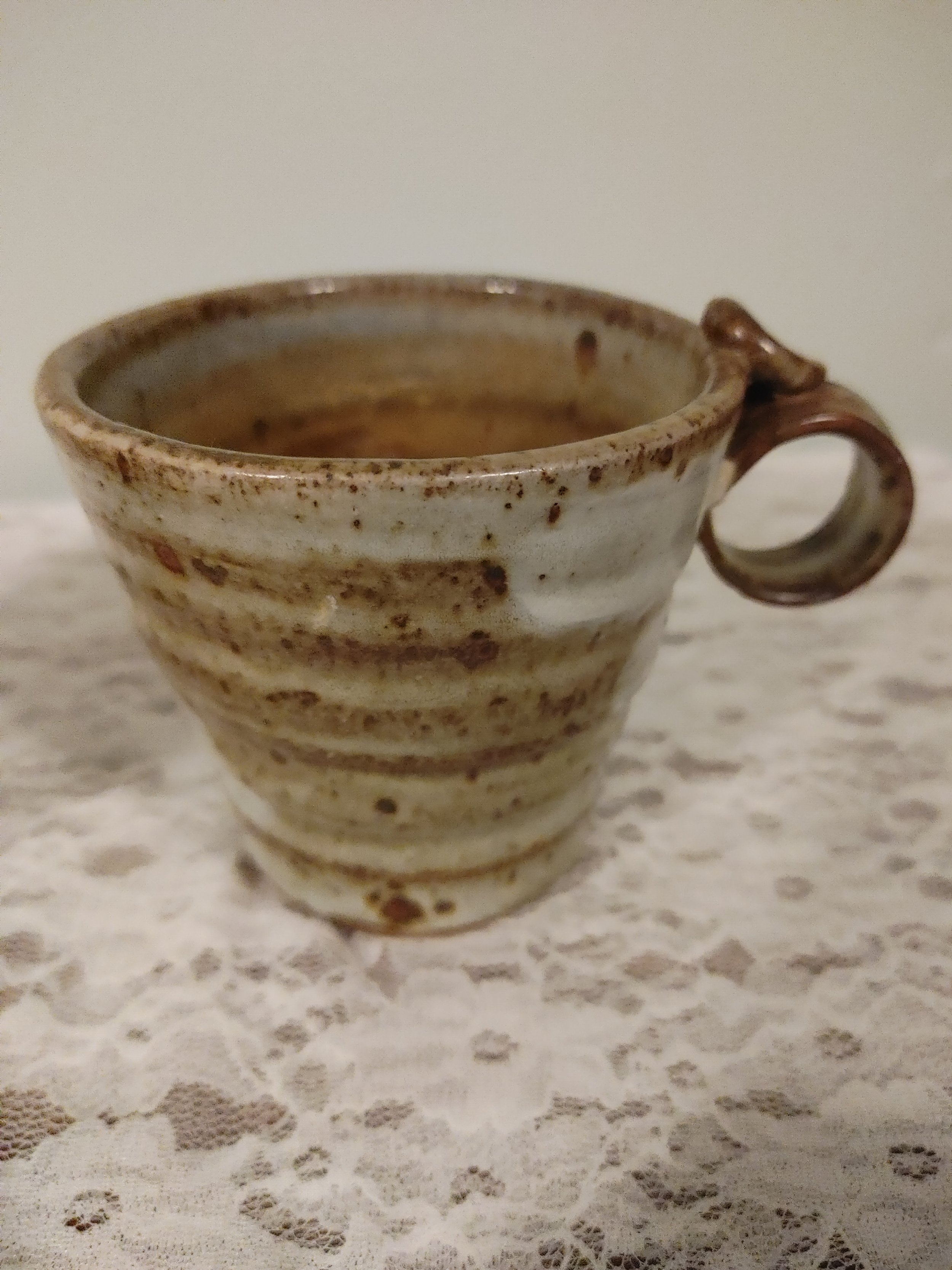 Set of 2 White Salt Clay Mug (signed)