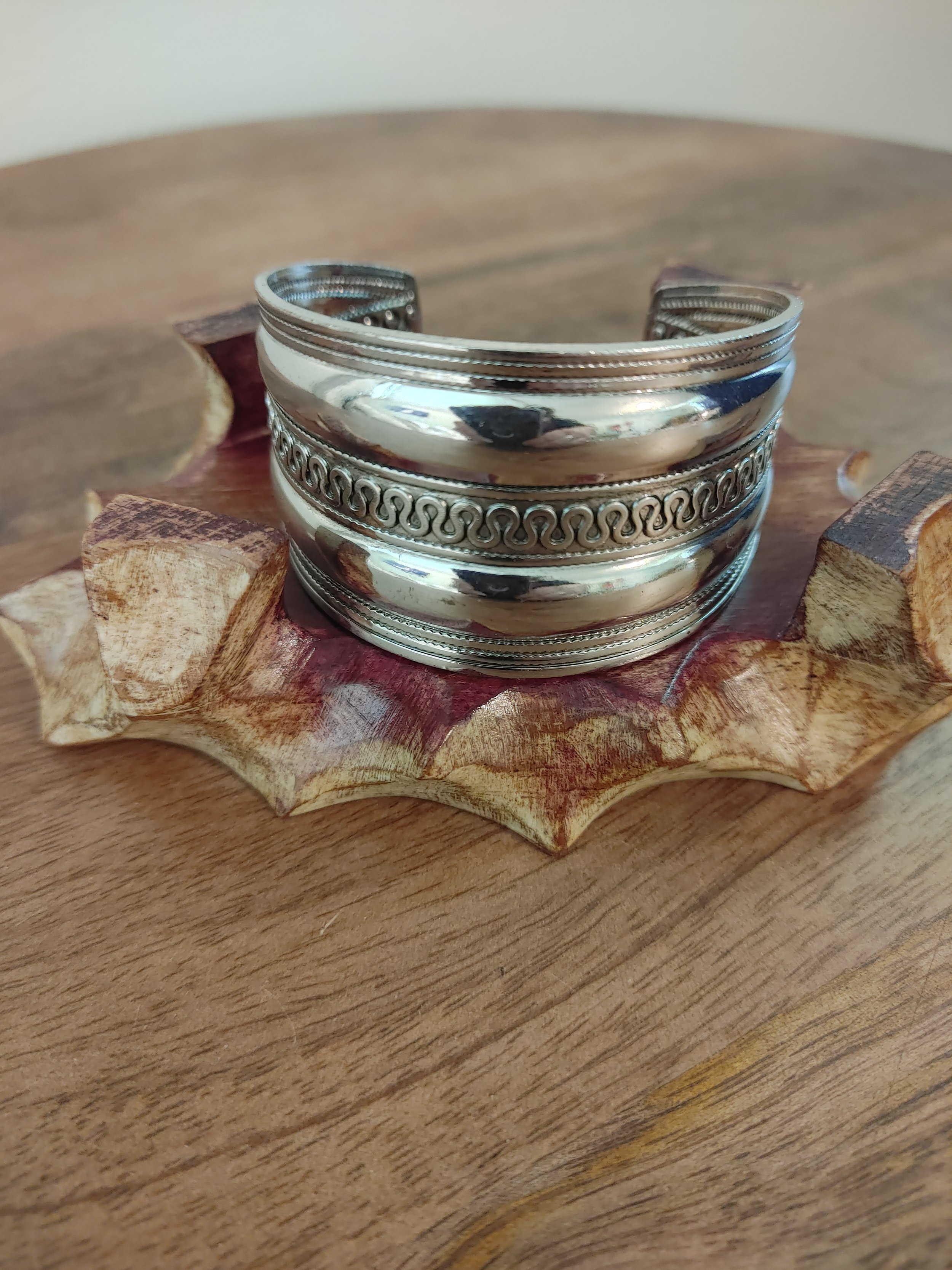 Faux Silver Braided Cuff Bracelet