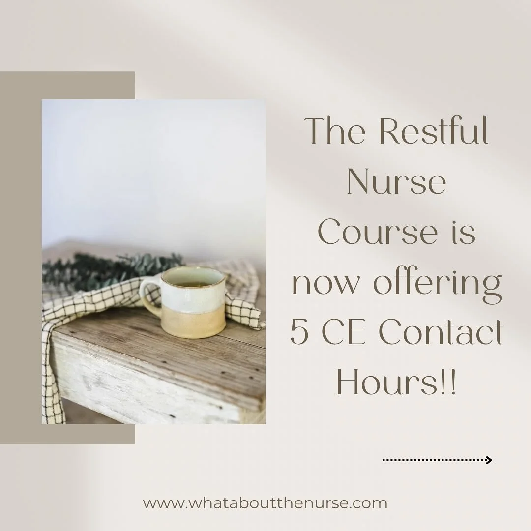 Hi Friends! 🤗

I&rsquo;m so excited to share that The Restful Nurse Course is now officially approved for 5 Continuing Education Contact Hours through Debriefing The Frontlines and Tara from @the.ceu.nurse!!

That means this time spent caring for yo