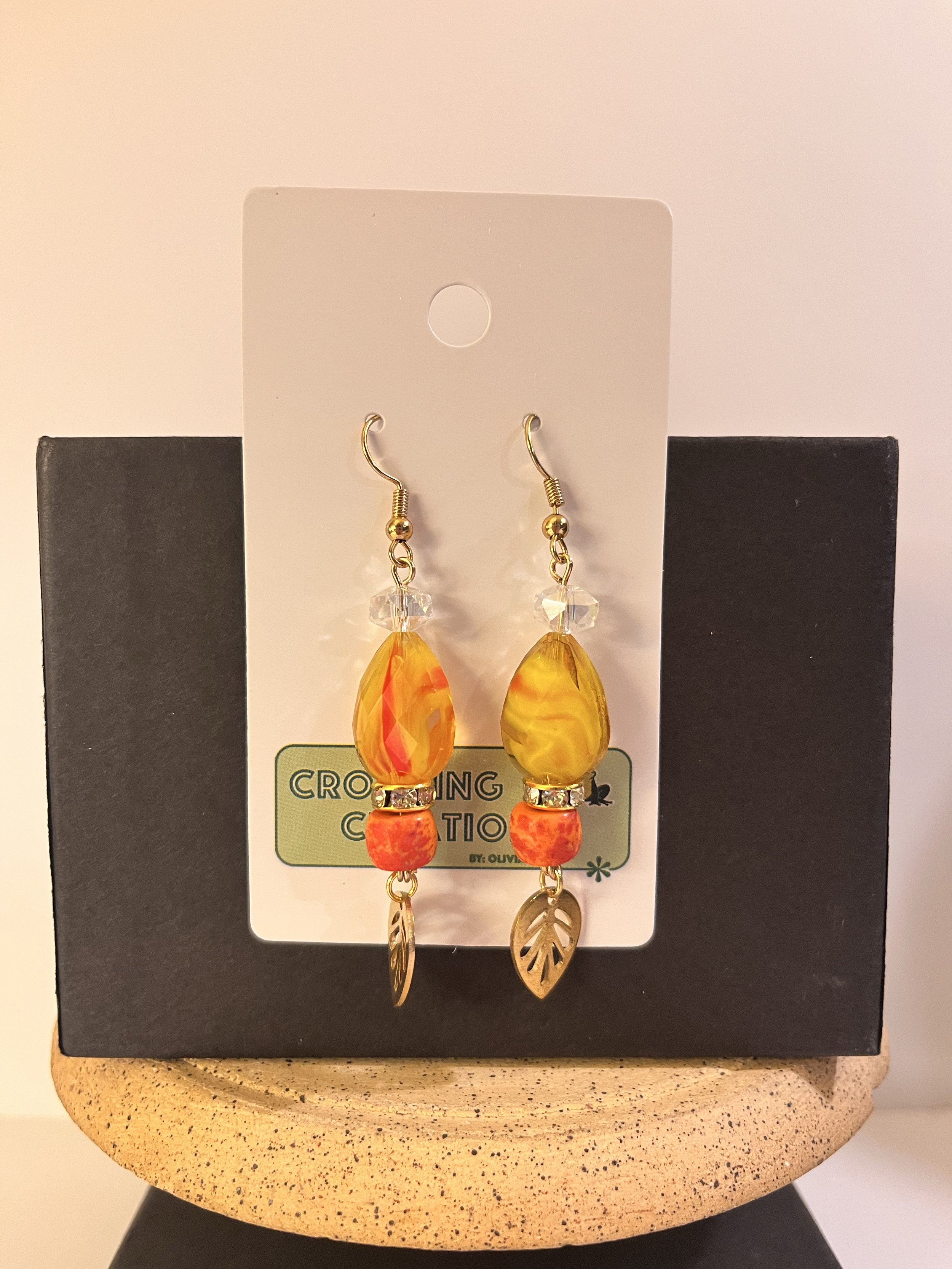 Orange and Yellow Glass Earrings