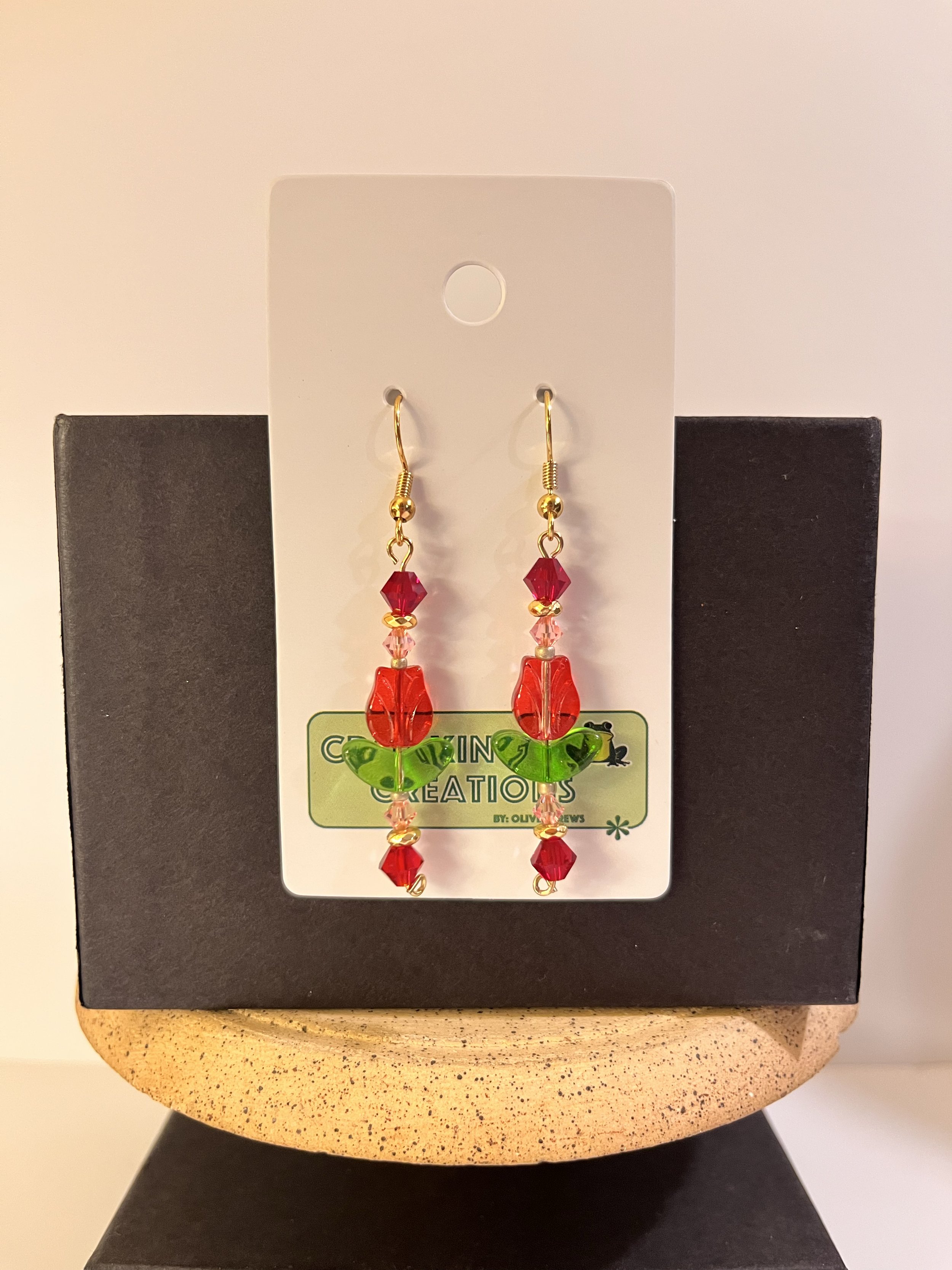 Red Tulip Earrings