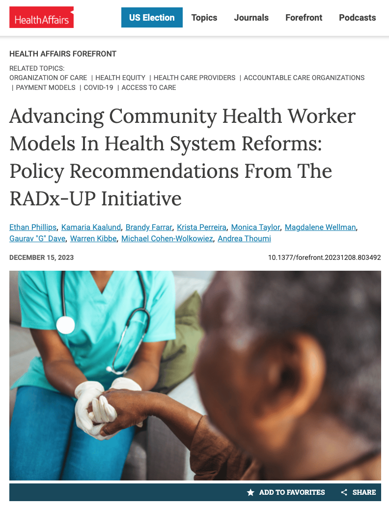 health affairs forefront article