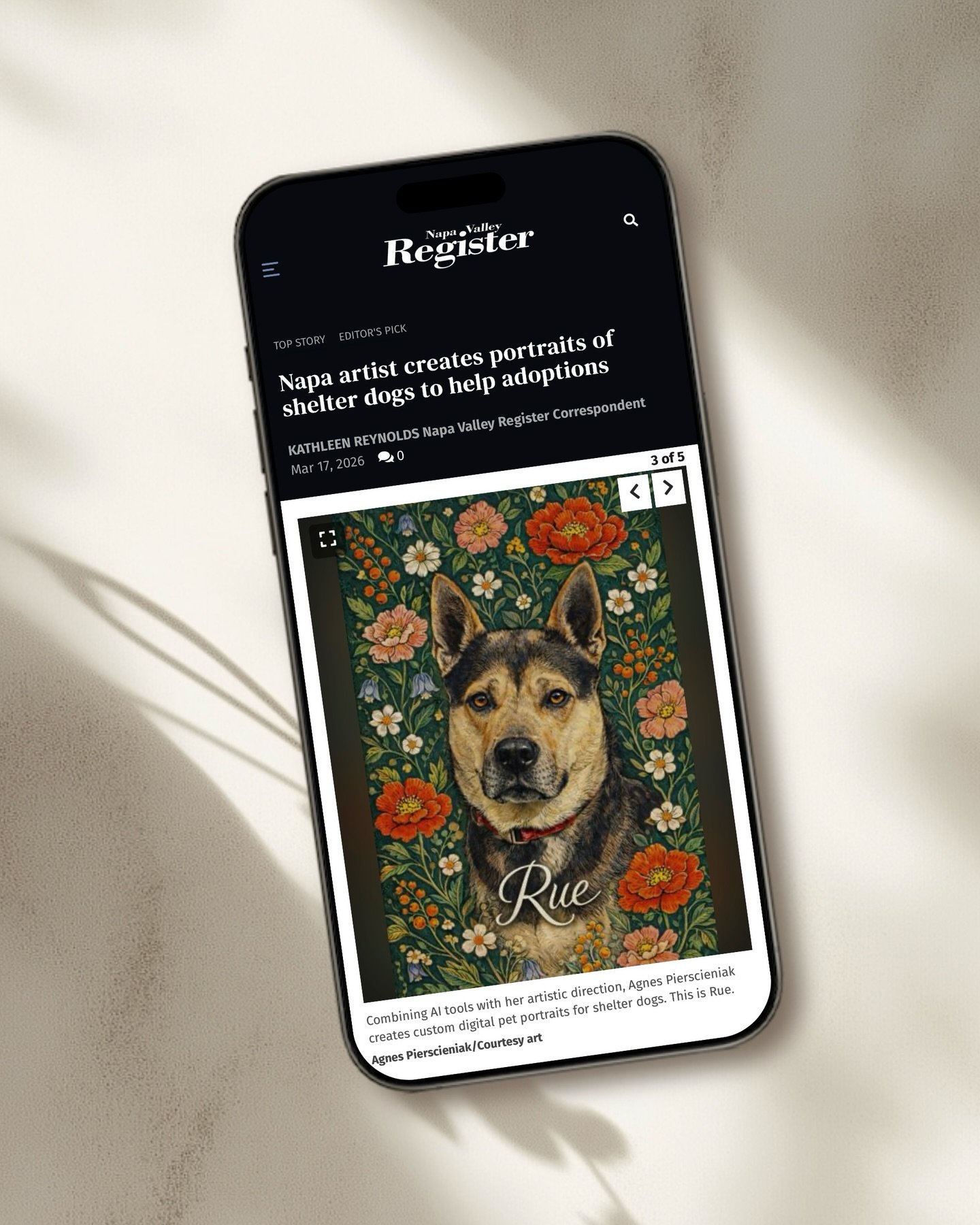 I&rsquo;m so excited to share that Portraits with Purpose was just featured in the @naparegister 🐾 Thank you to the writer Kathleen Reynolds for capturing the story!

I&rsquo;ll be sharing a few quotes from the article here&mdash;full story in the l