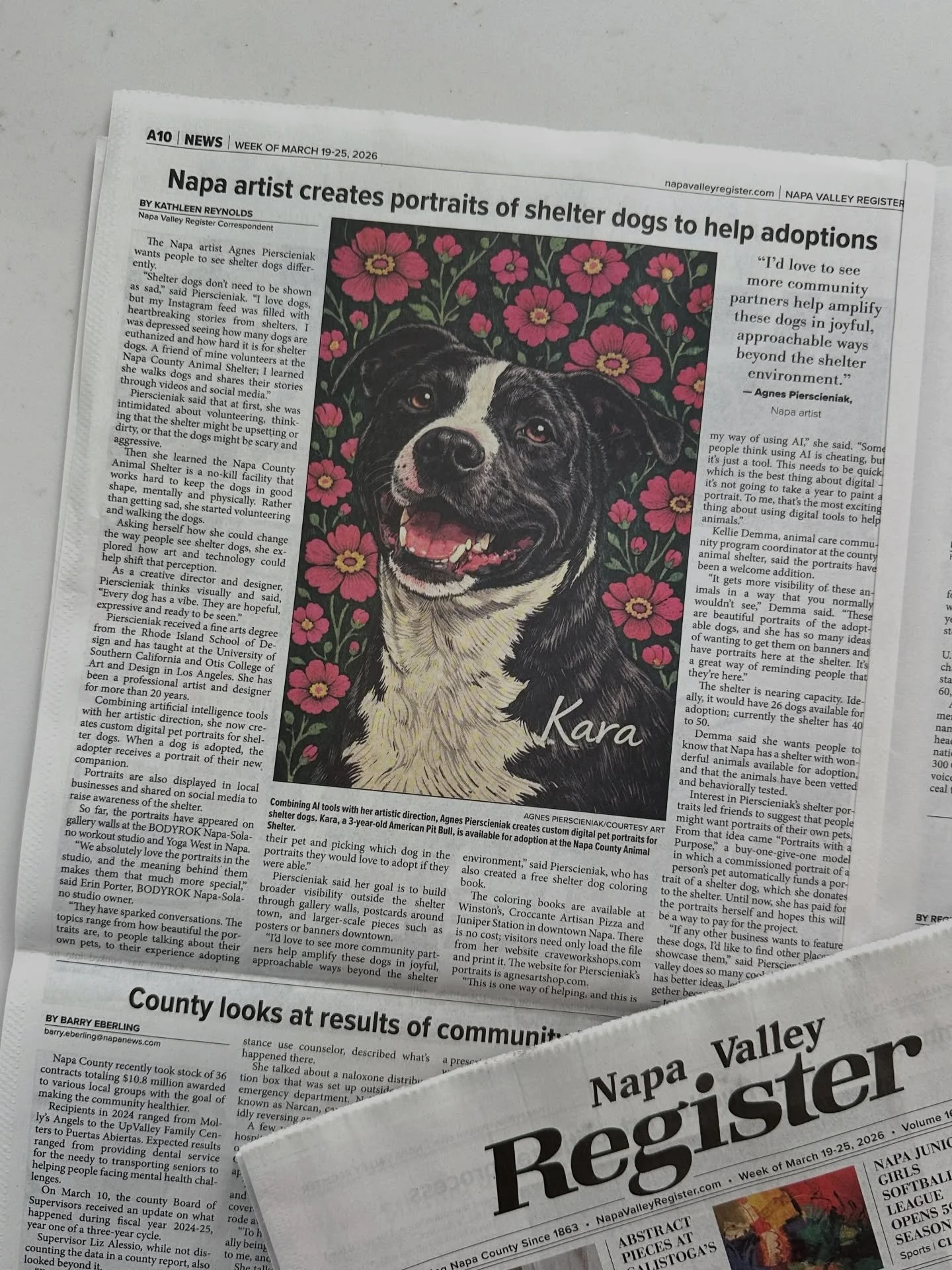 Last week, I had the honor of being featured in the print edition of the @naparegister 

It was incredibly special to share Portraits with Purpose with the Napa Valley community.

As I&rsquo;ve spent more time @napacountyanimalshelter I&rsquo;ve come