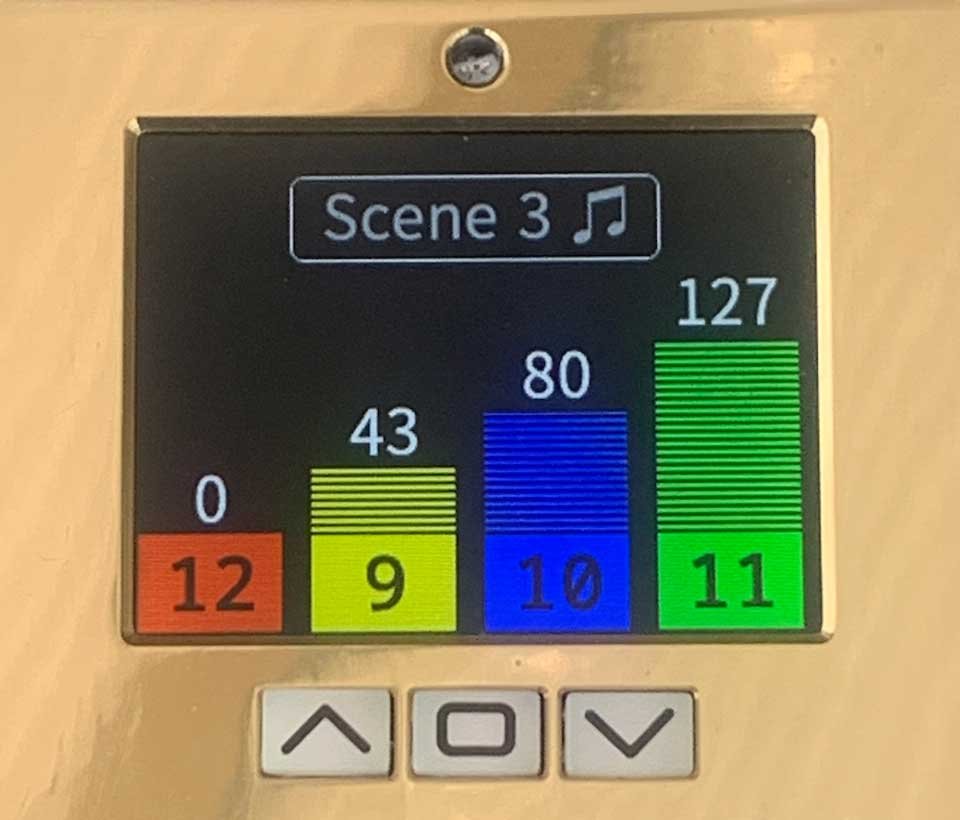 A closeup view of the screen of a programmable MIDI fader that is easy to use