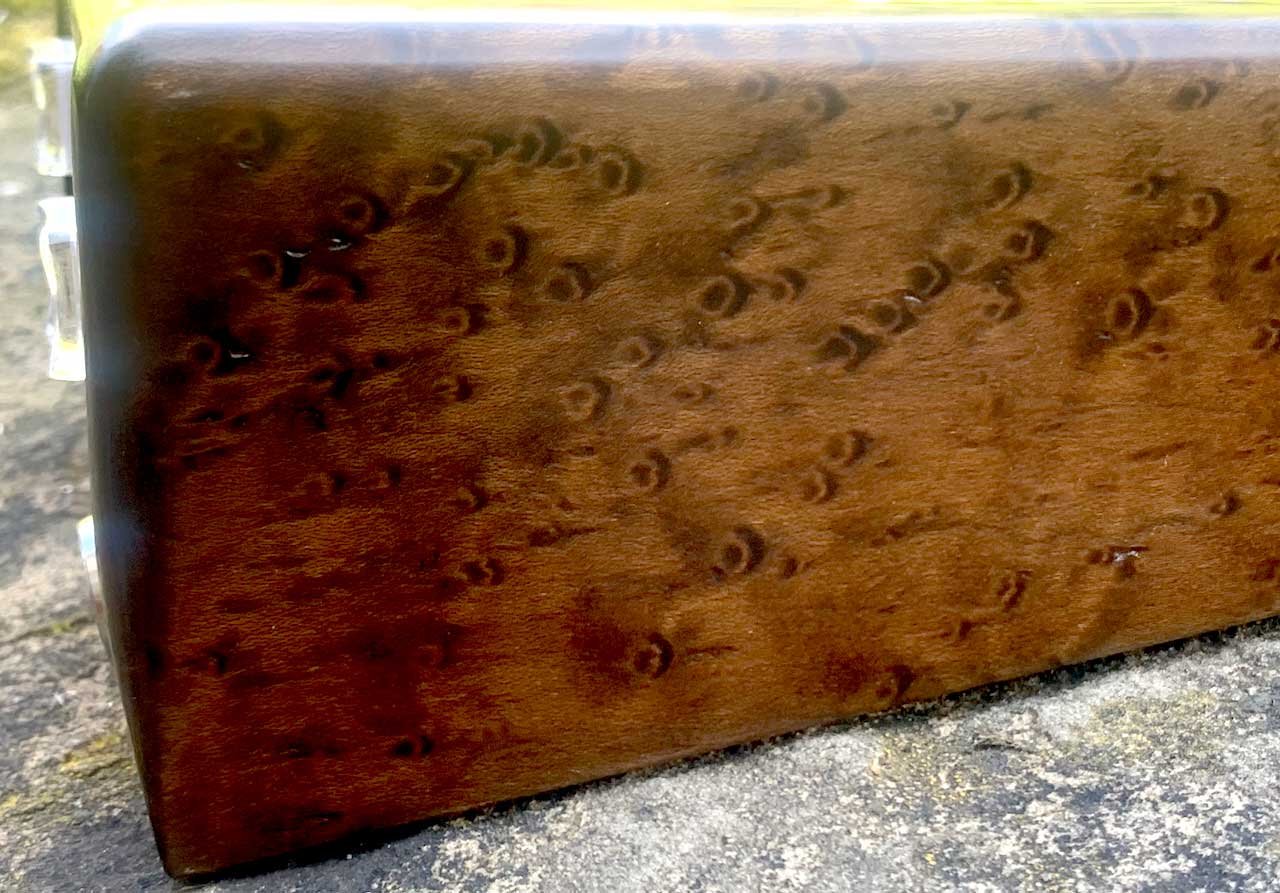 Custom finished wood end piece on a programmable MIDI music fader