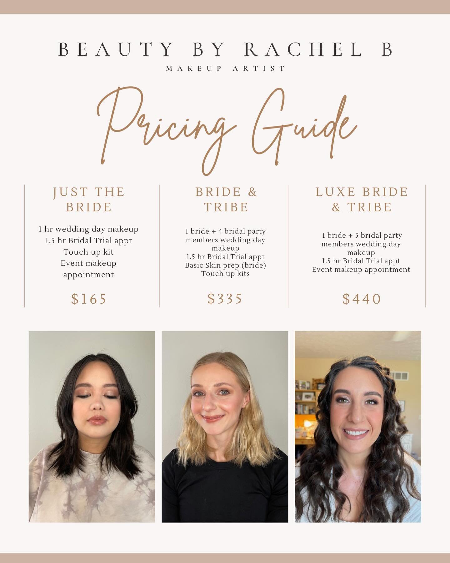**2025 Pricing**
Attached is my 2025 pricing! When I was looking for wedding vendors, I hated having to reach out to everyone to only get let down when the cost was wayyy out of budget for me. This is why I’m so transparent with my pricing! I
