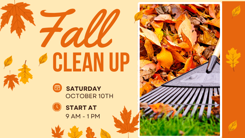 graphic of leaves and a rake