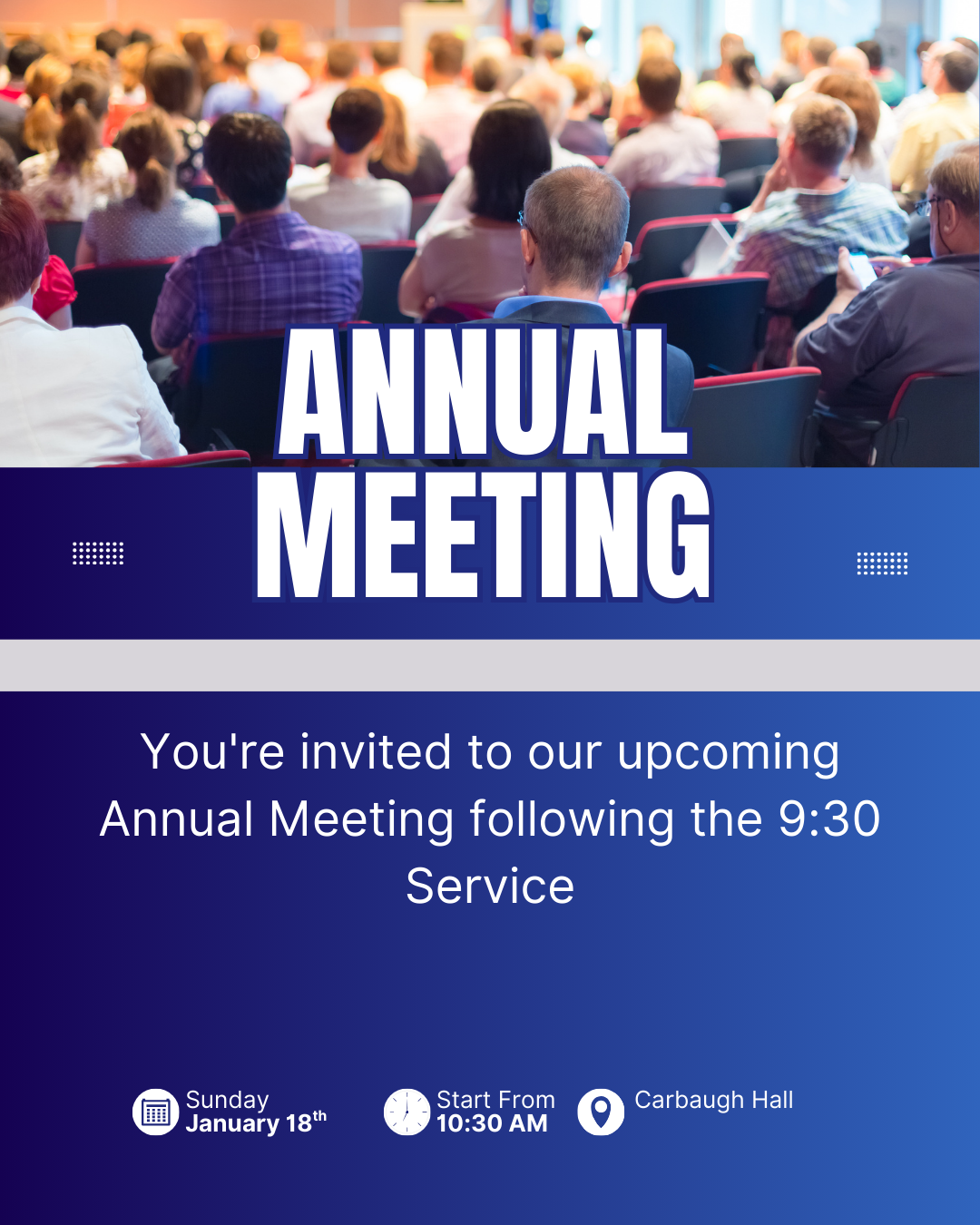 Picture of a group listening to a meeting