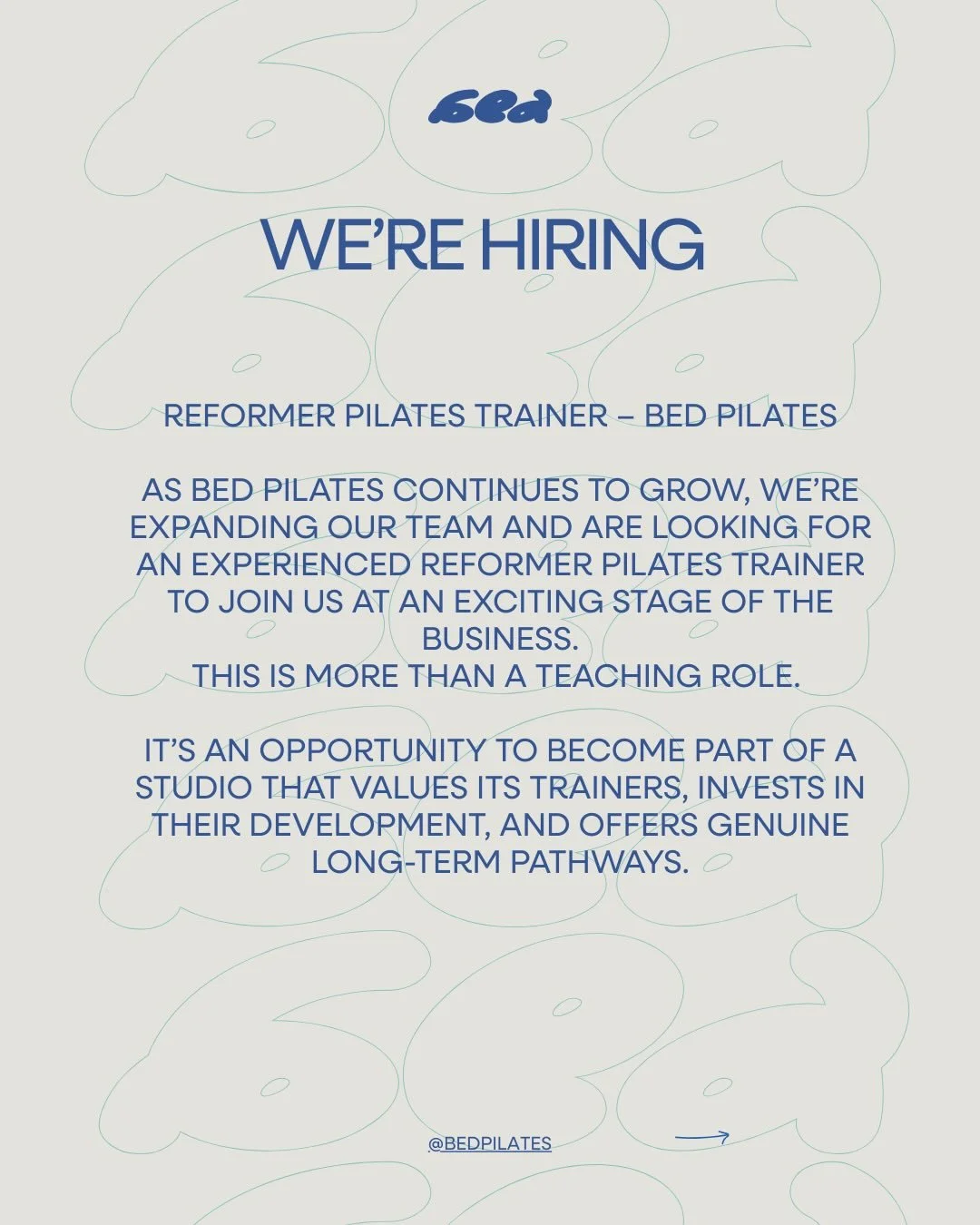 Looking for a career in Pilates? We don&rsquo;t mean working across multiple studios and chaotic burnt out weeks. We mean consistency, growth and a real career path doing something you love and are passionate about! Reach out if this sounds like you 