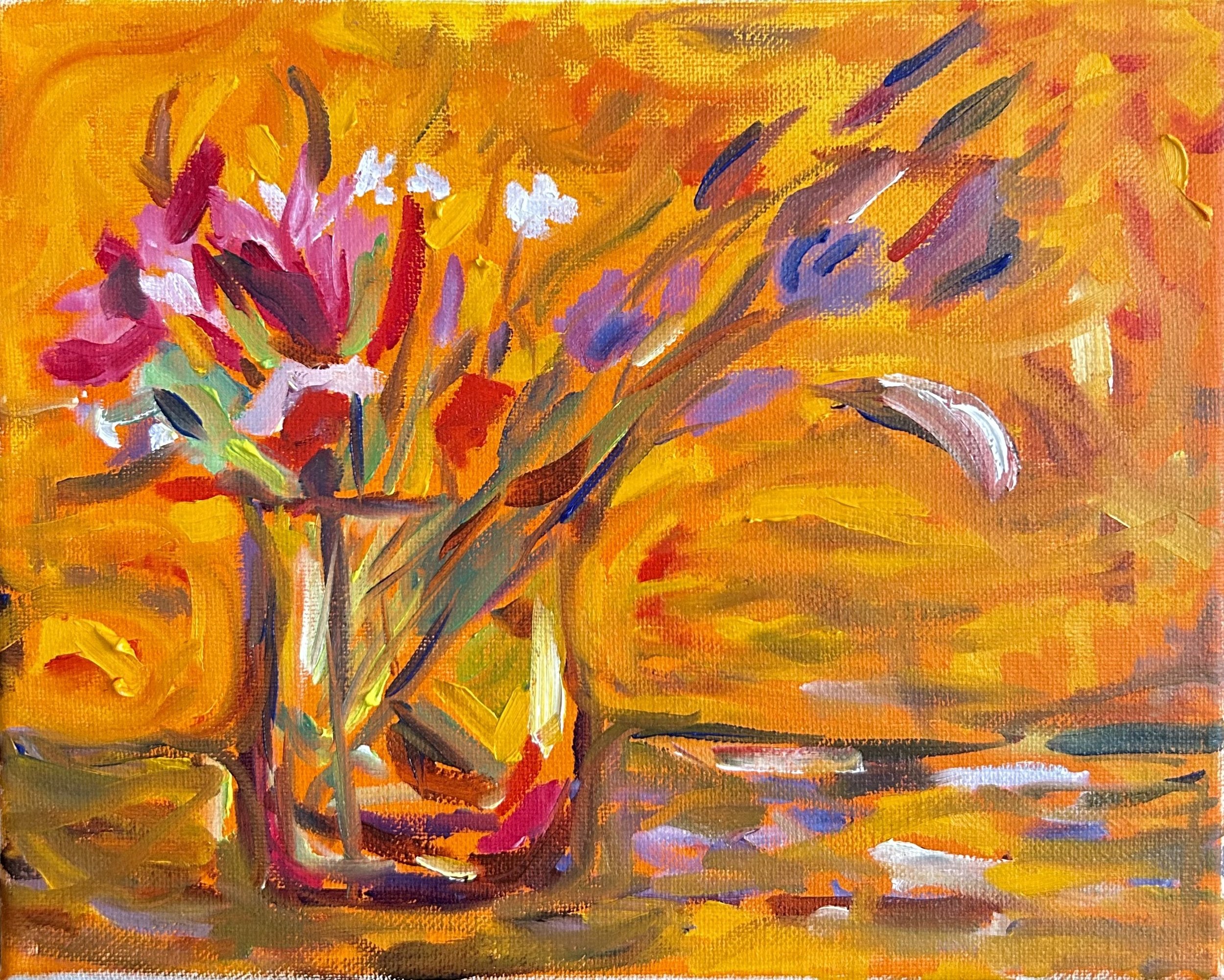 "Flowers in Vase," Oil on Canvas, 8 x 10 in / 20.32 x 25.42 cm, 2024