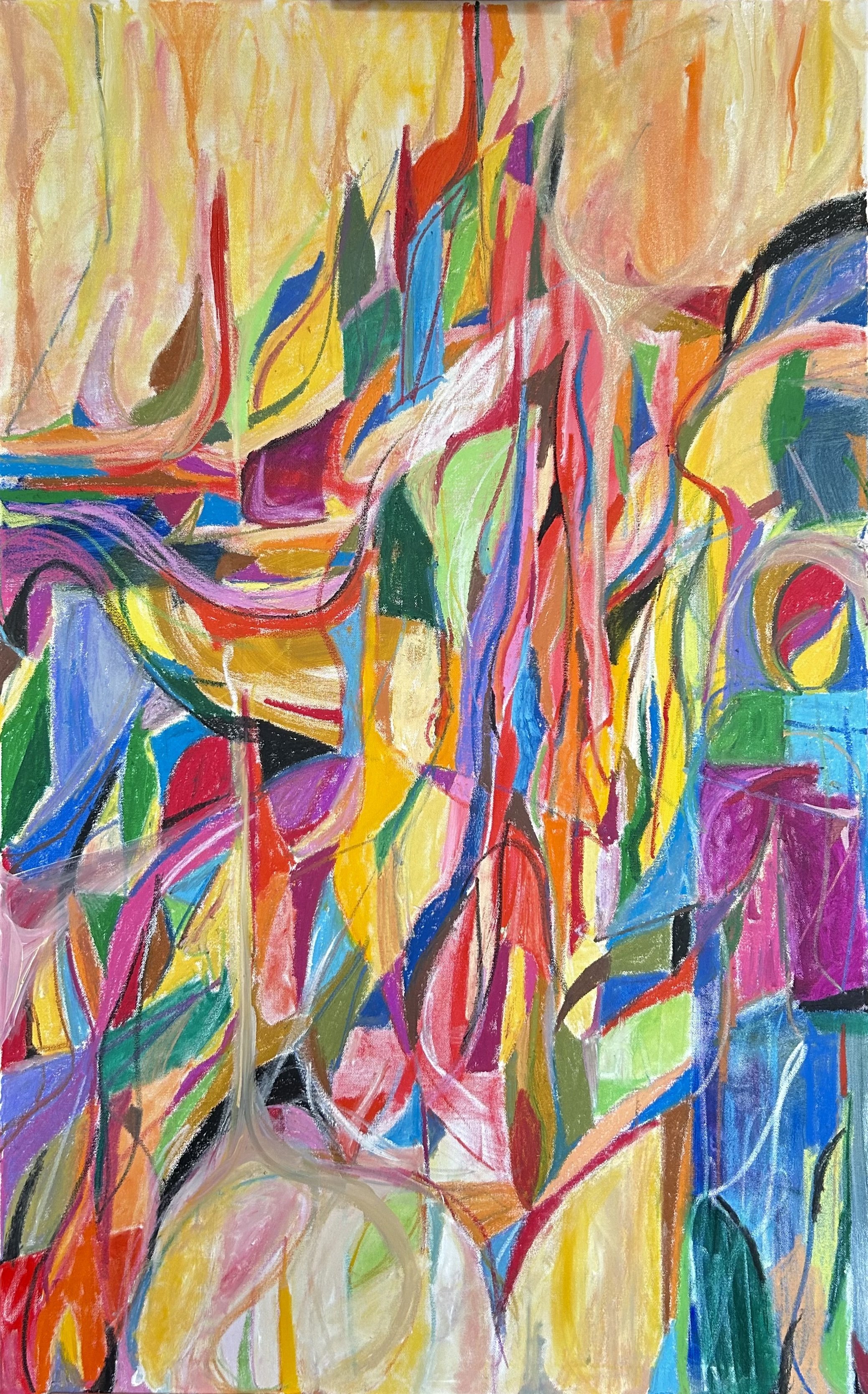 "The Exuberance of Femininity," Oil and Oil Pastel on Canvas, 30 x 48 in / 76.2 x 121.92 cm, 2024
