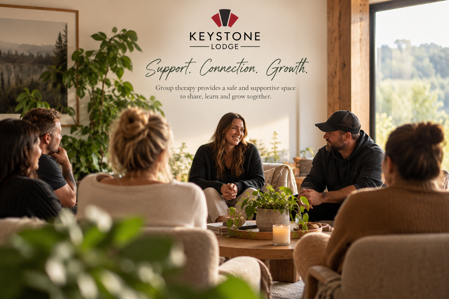 Group therapy at Keystone Lodge residential rehab in Auckland
