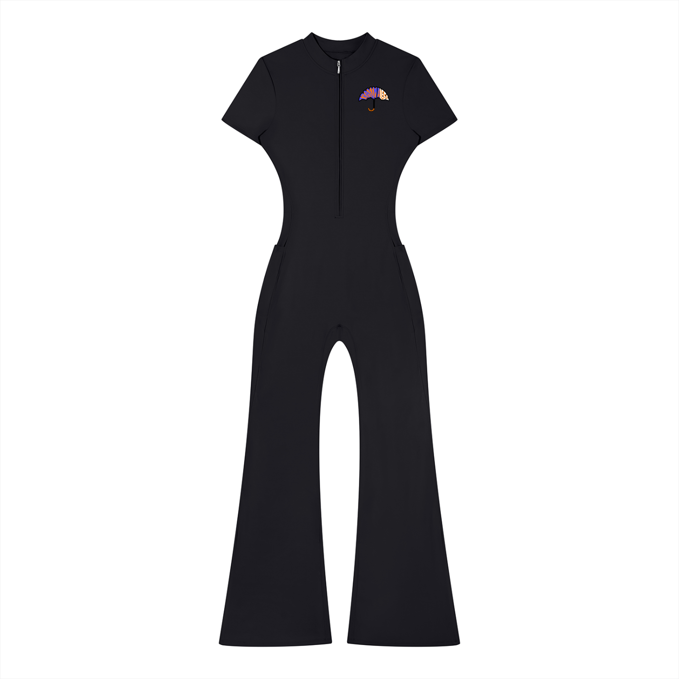 Women’s Tight Flared Leg Quarter-Zip Jumpsuit-mockups-1.png