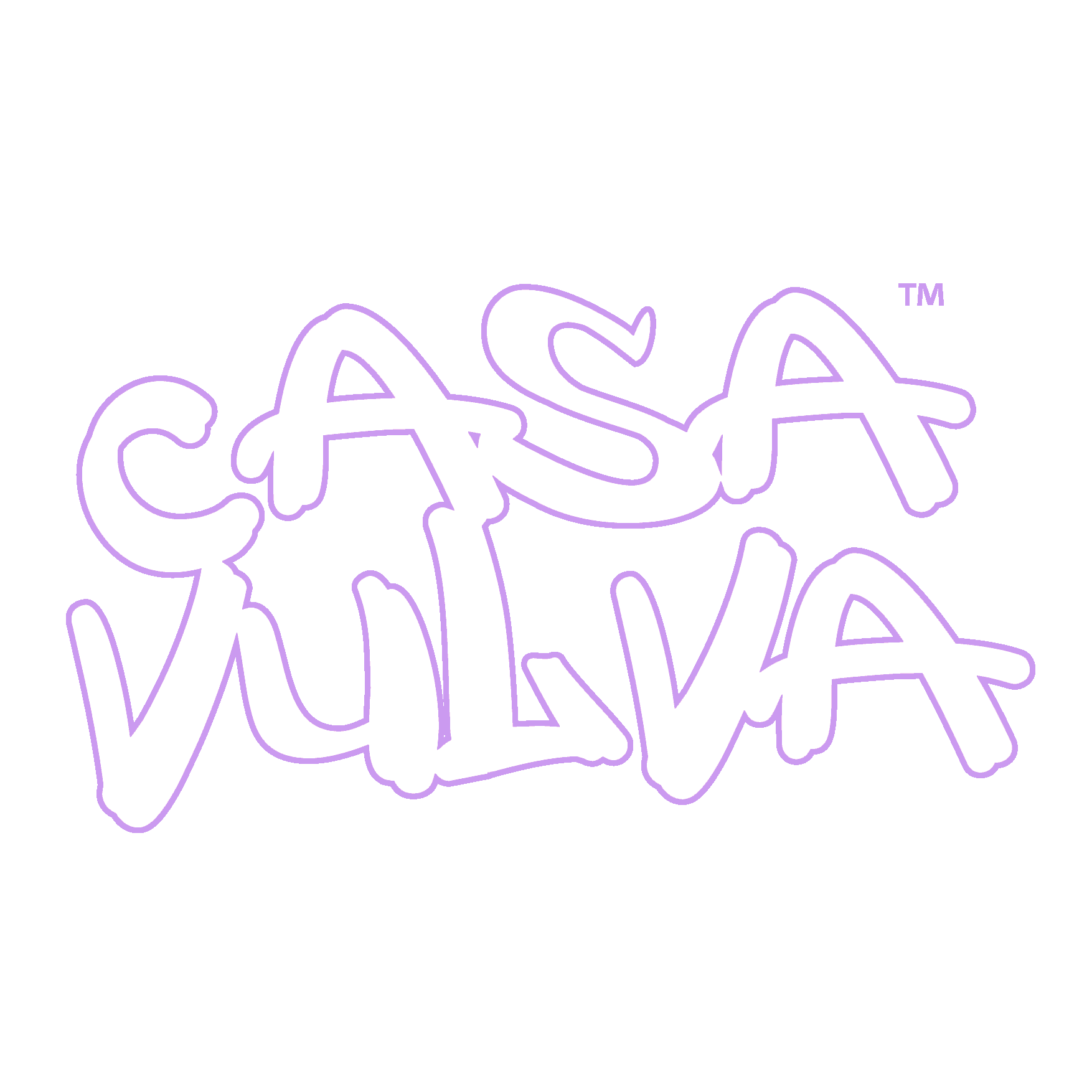 Graffiti-style text saying "Casa Vulva" in light purple.