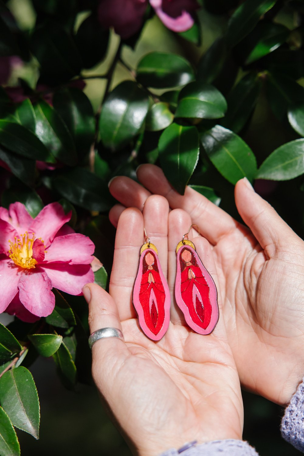 Holy Vulva Earrings - Temple Rose