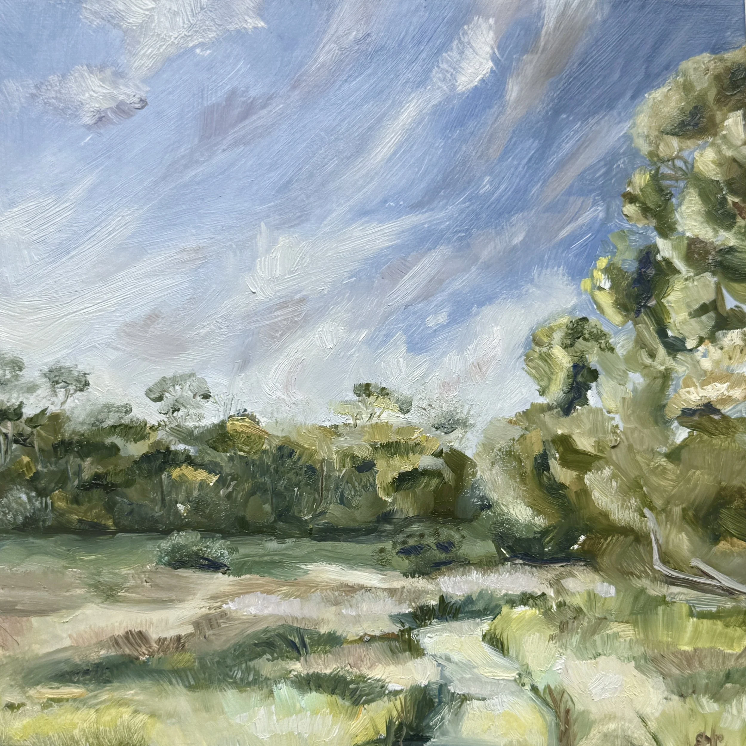 Wandering the Forest Path, Oil on Gesso Panel