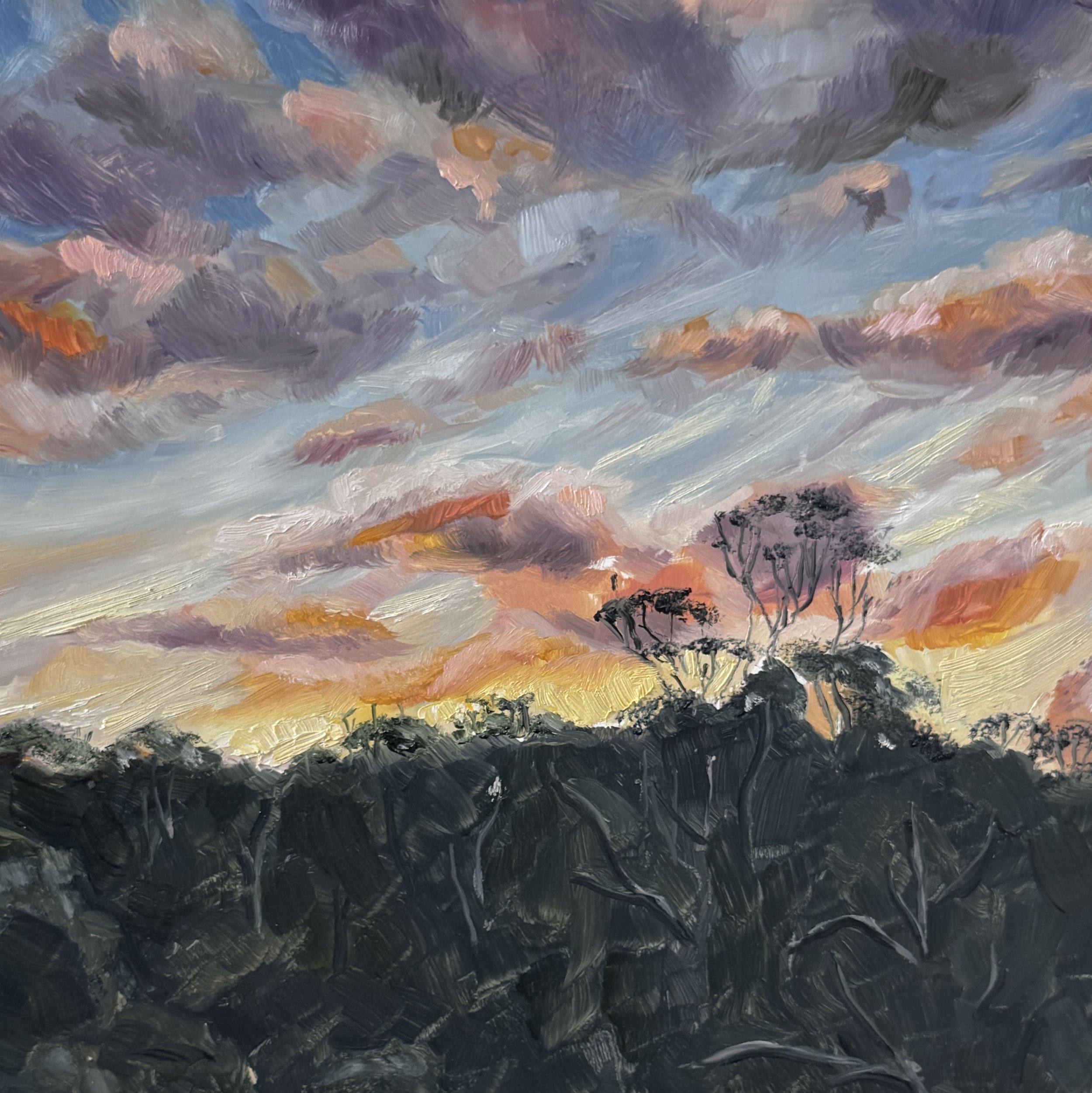 Sunset Sky, Oil on Gesso Panel