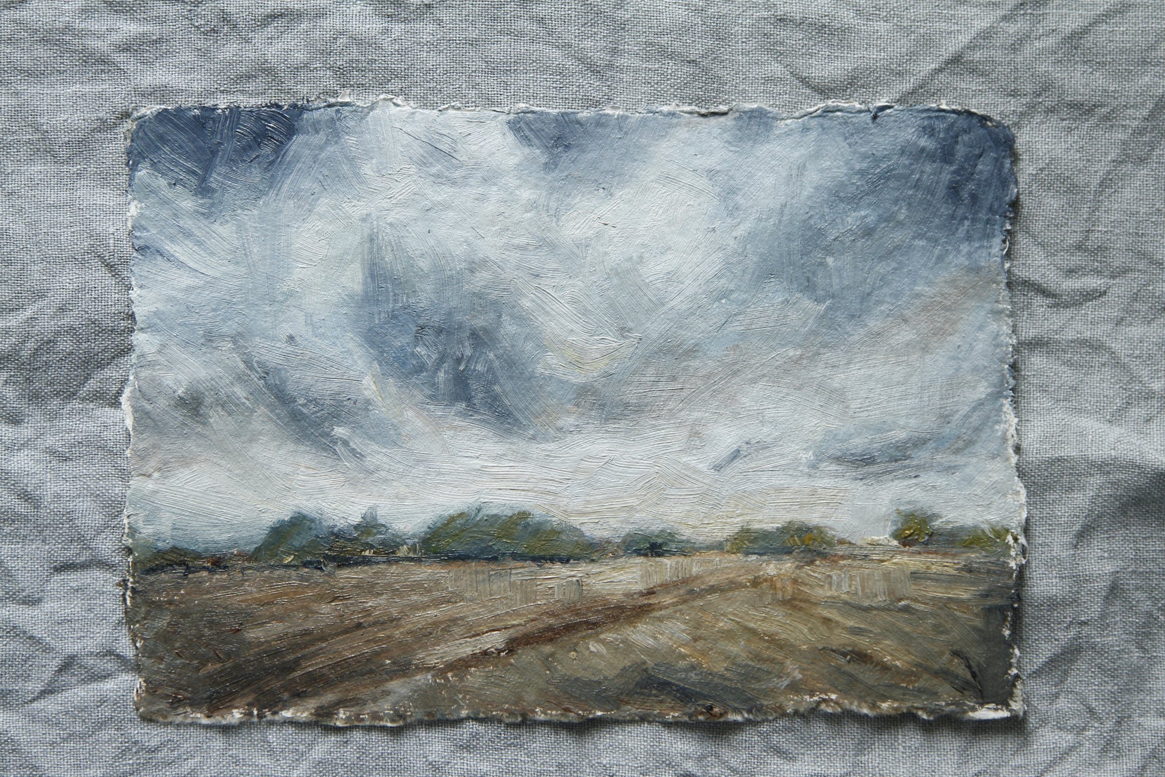 Furrowed Earth, Listening, Oil on Cotton Rag Paper - available framed at Foray Design Store