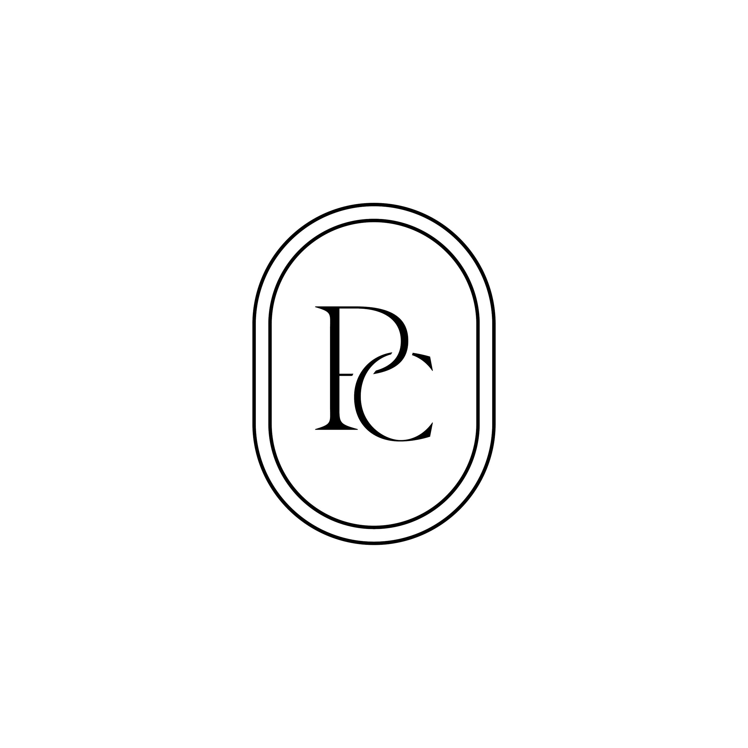 Outline of a glass with a straw and leaf inside, encased in an arch with a circular outline around it, on a black background.