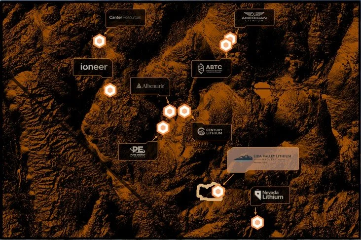 Regional Project map of Central Nevada around Tonopah / GoldField Nye county and Esmerelda