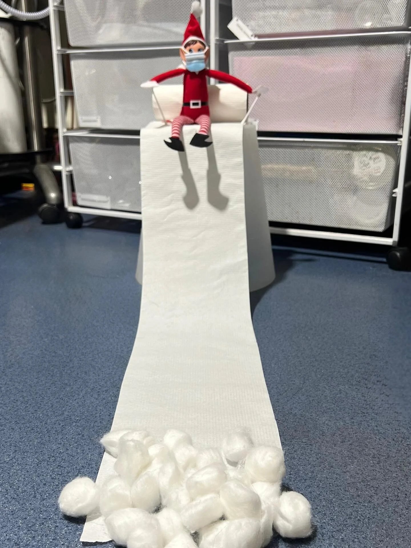 TINSEL&rsquo;S TOILET PAPER THEME PARK 🧻 🫣

This morning we walked in to find Tinsel proudly unveiling her newest creation: a toilet paper slide complete with a fluffy cotton-ball landing zone.

Because why wouldn&rsquo;t an elf build a miniature a