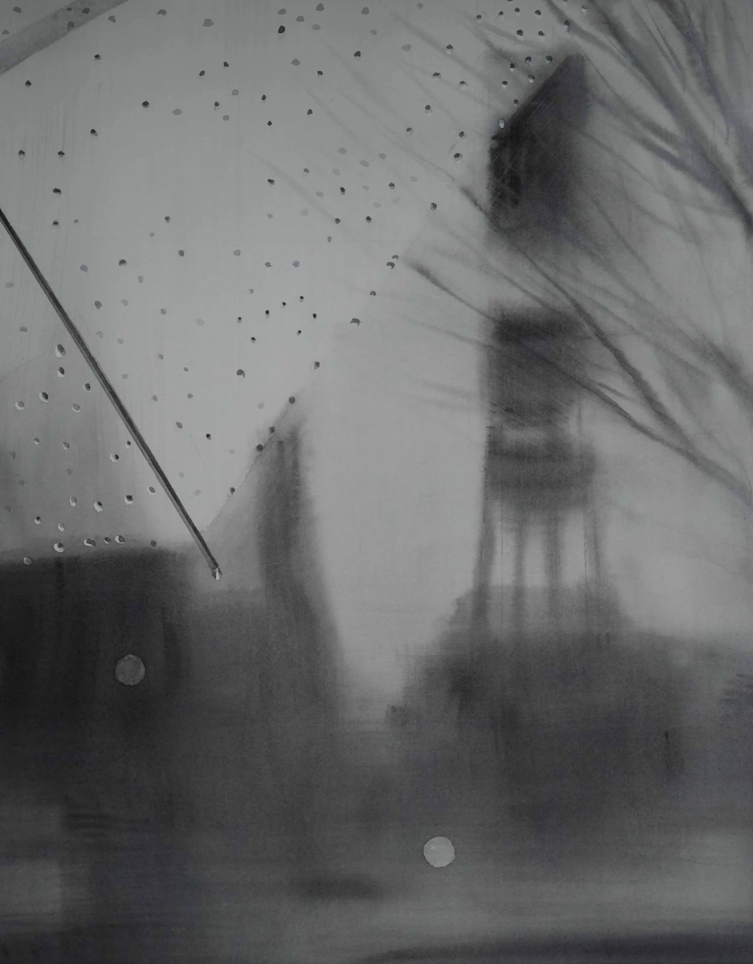 Herbstregen - , Aquarell, 2025, 48x38 cm