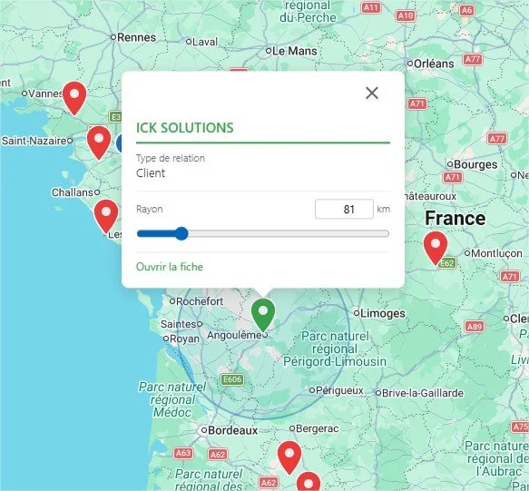 Dynamics 365 : cercle de distance autour d'un marker + slider