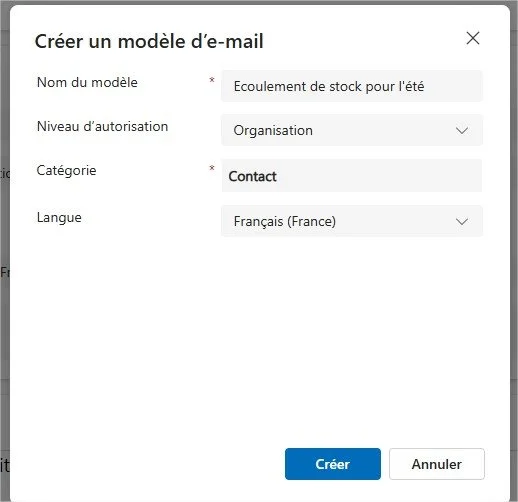Template - Création modèle d'email