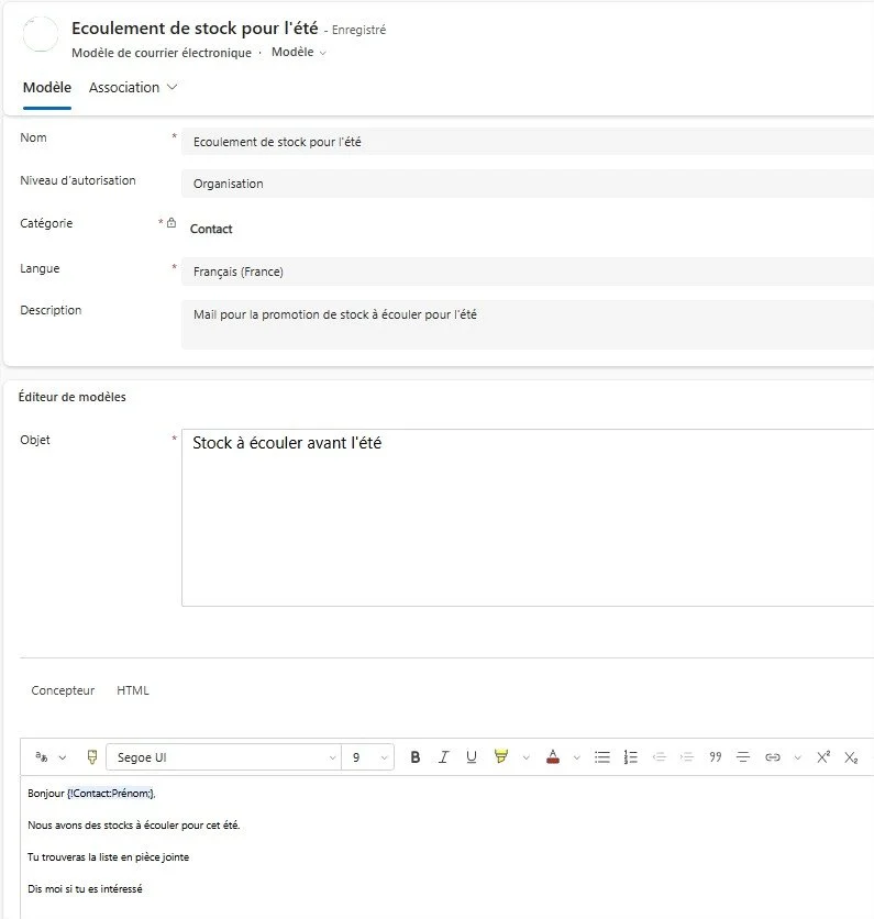 Template d'email