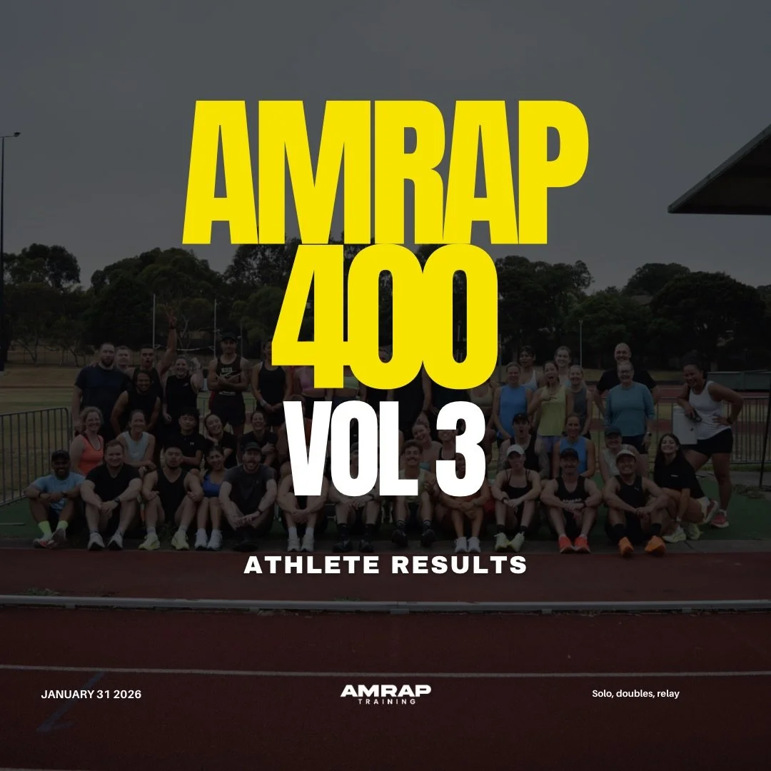 AMRAP 400 VOL3. RESULTS ARE IN🔥

Grit on the track. Effort in every rep. Heart from start to finish. 

PBs were chased, limits were tested, and the energy from the AMRAP community was unmatched. 

So proud of every athlete who toed the line. 
VOL 3 