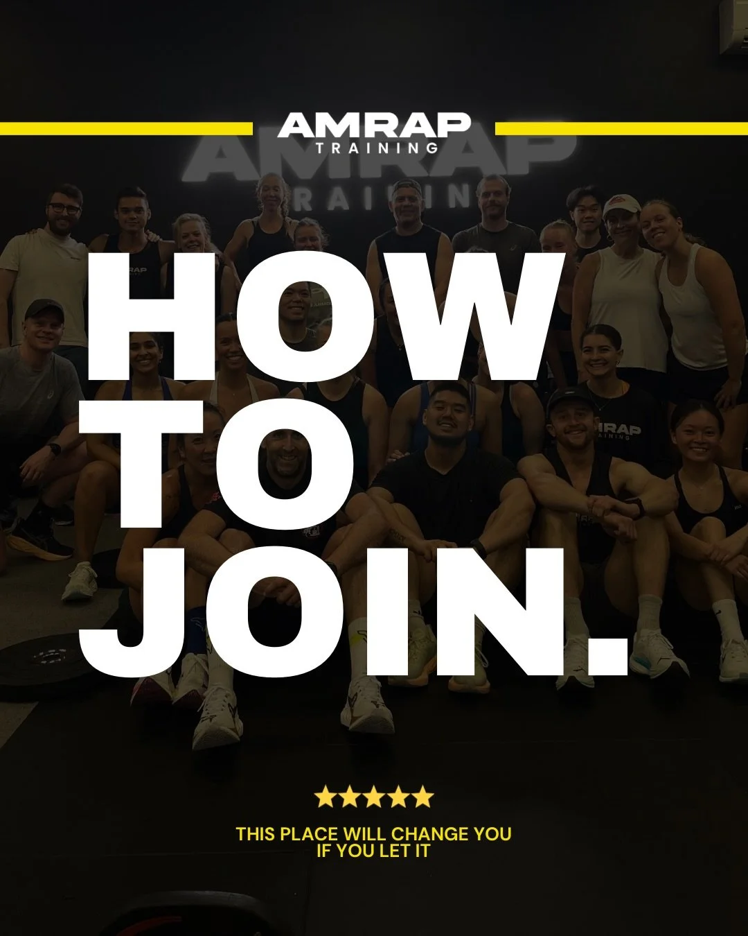 HOW TO JOIN. 

Book your free trial.
Show up.
We&rsquo;ll handle the rest.

No experience needed. Just a willingness to start. 

Train with us, see what AMRAP is about, and decide if it&rsquo;s the right fit for you.

Flexible membership options avai