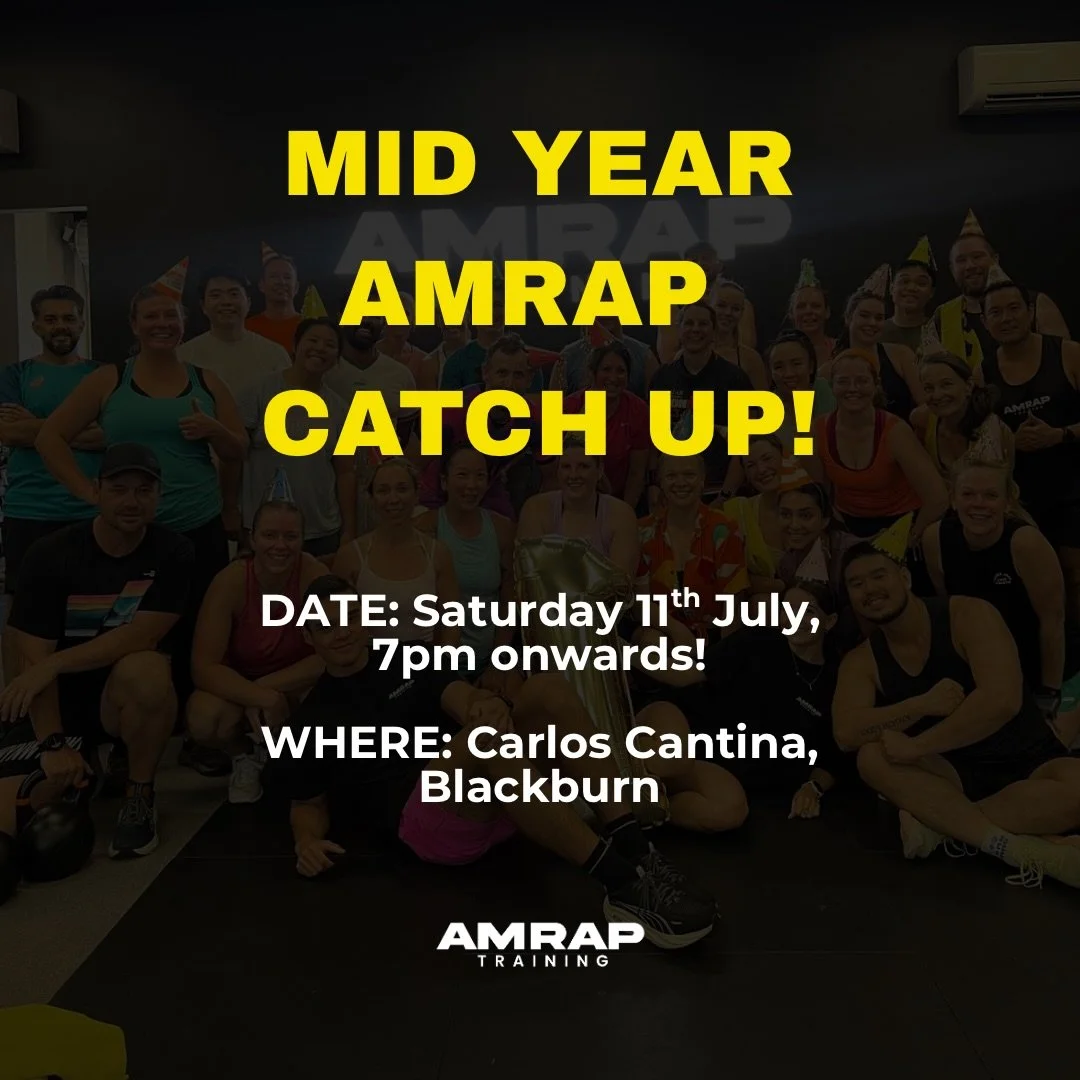𝗔𝗠𝗥𝗔𝗣 𝗠𝗜𝗗-𝗬𝗘𝗔𝗥 𝗖𝗔𝗧𝗖𝗛 𝗨𝗣 

Mark your calendars team🎉

📅 Saturday 11th July
🕖 From 7:00 PM
📍 Carlos Cantina, Blackburn

The first half of 2026 has given us plenty to celebrate.

From HYROX Brisbane and the RESET Challenge, to the