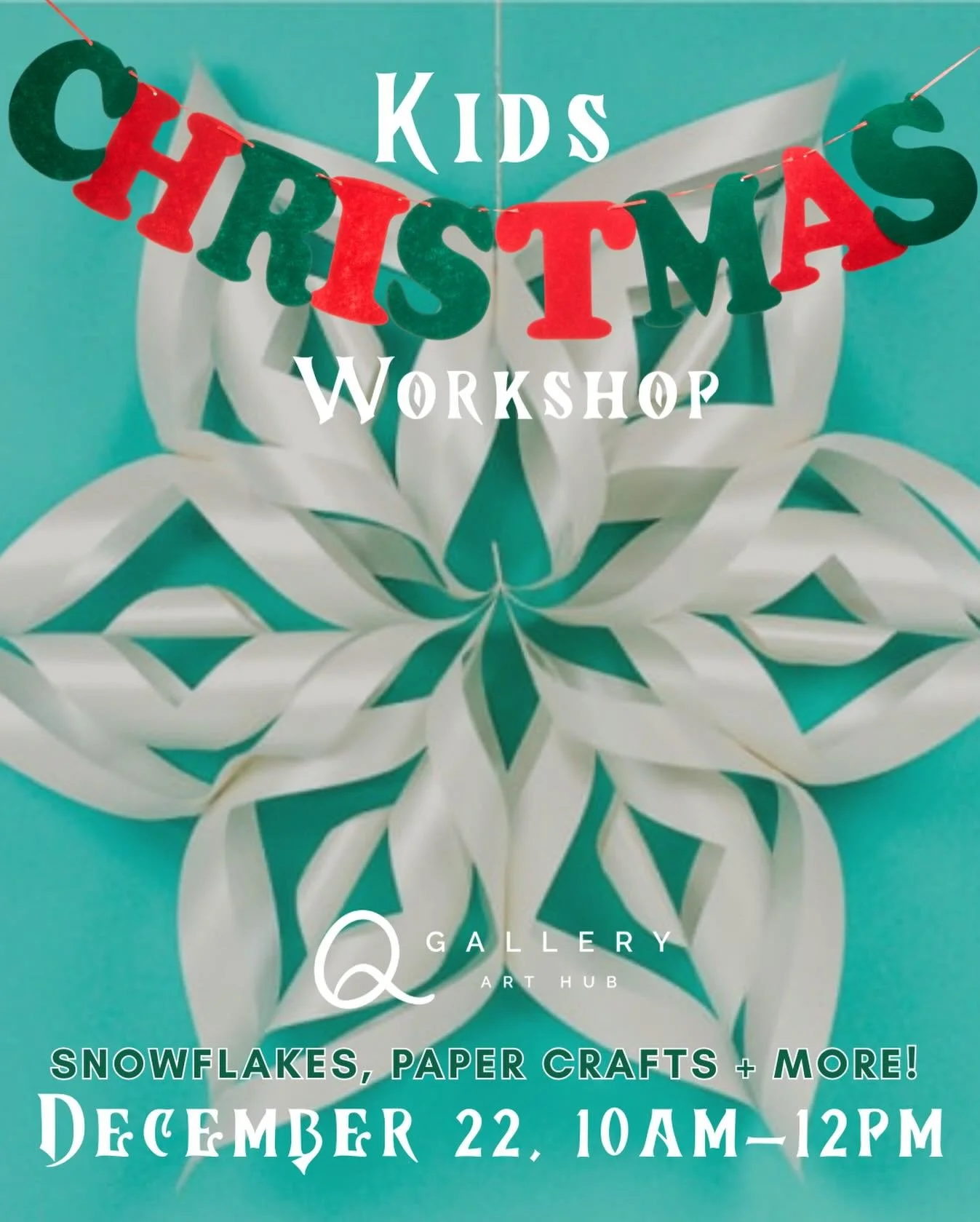 Kids Christmas Workshop ❄️🎄🎅

While Santa and his elves are busy in their own workshop, kids can dive into a crafty workshop of their own at Q Gallery&rsquo;s Kids Christmas Craft Workshop!

From sparkling snowflakes to paper crafts and more, kids 