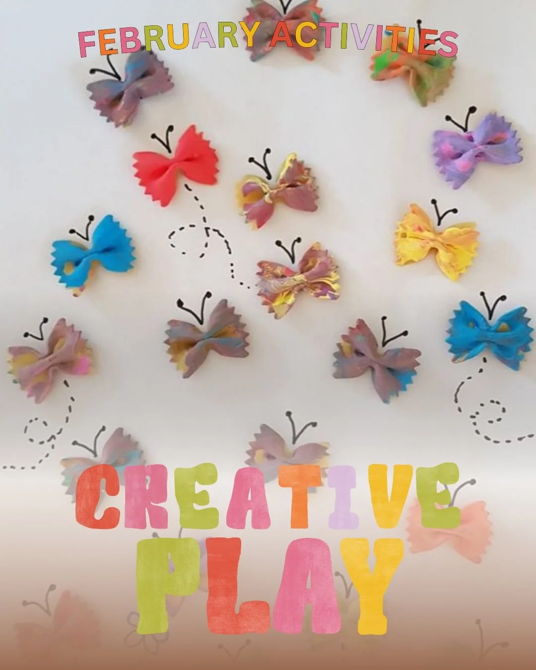 This February in Creative Play! 🎨🐠👩&zwj;🎨🧵

Tues 3/Thurs 5 - Finger Painting
Tues 10/Thurs 12 - Clay Creatures
Tues 17/Thurs 19 - Animal Wall Hangers
Tues 24/Thurs 26 - Pasta Wind Chimes

🔗 Book today via the link in our bio
Walk-ins also welco