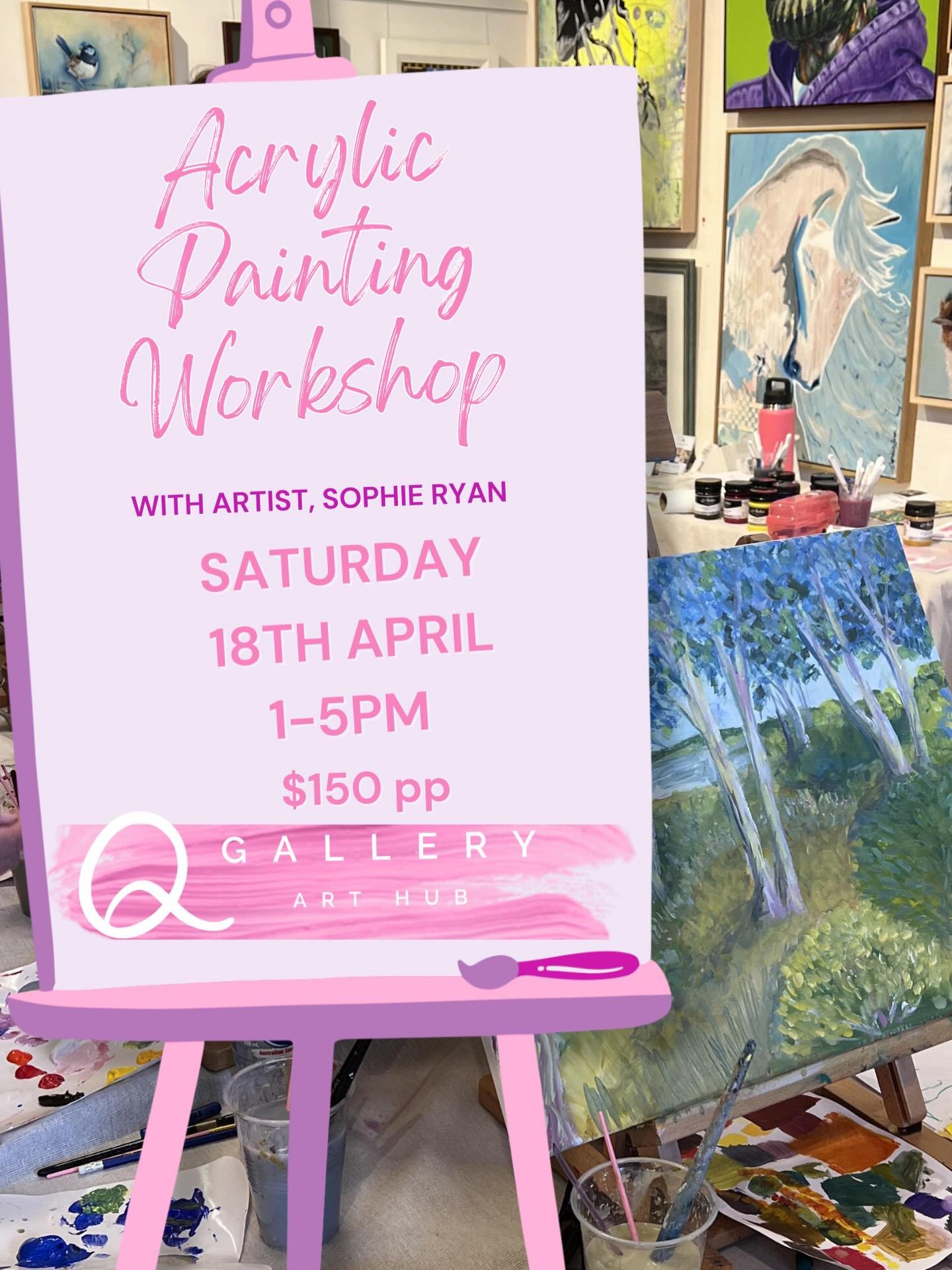 Acrylic Painting Workshop 🎨

Enjoy an afternoon filled with colour and creative flow guided by painting artist Sophie Ryan. 

You will have the opportunity to immerse yourself in your very own acrylic on canvas landscape painting, with all materials