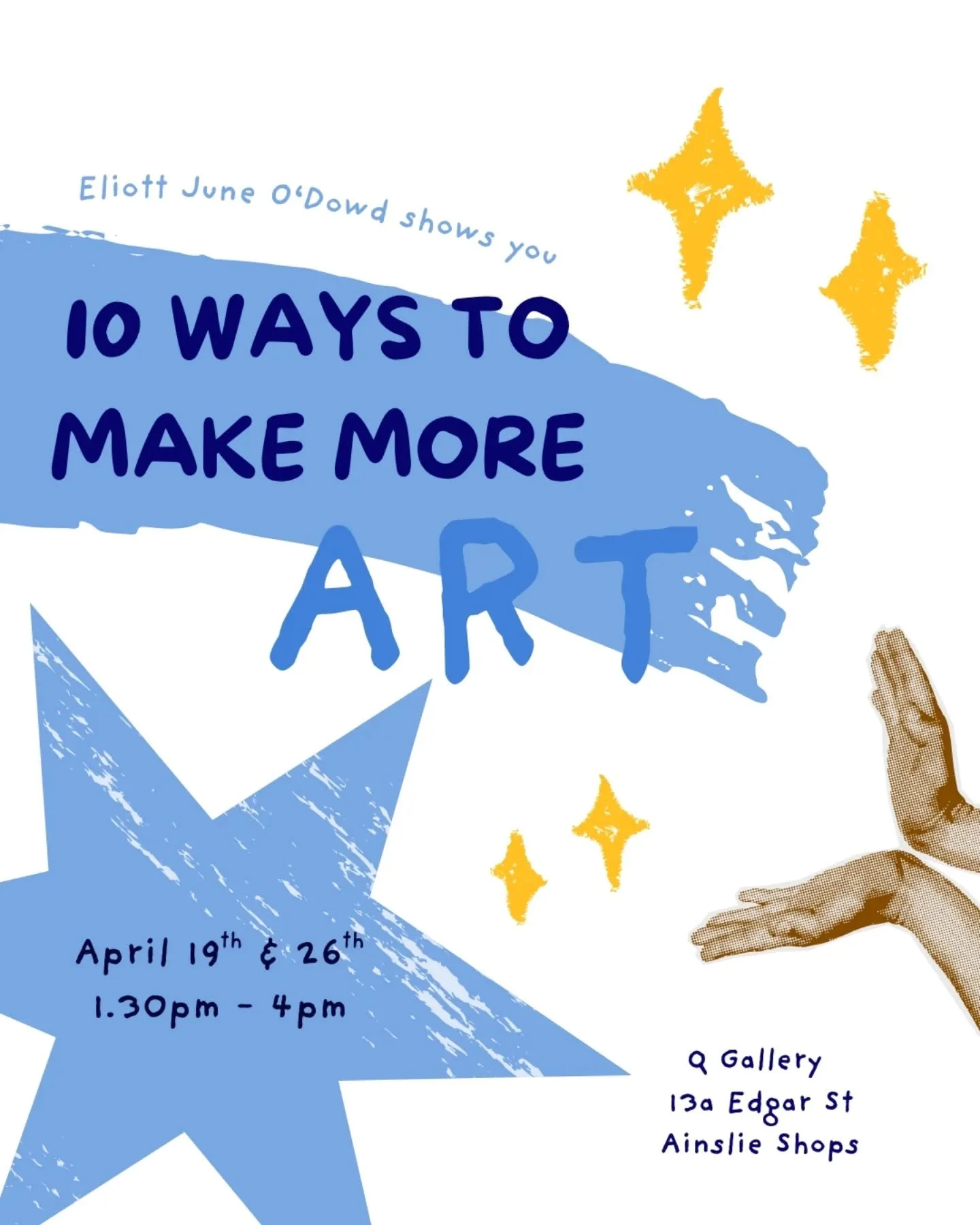 Get your tickets for this creative workshop over two weekends. Exploring mixed media approaches, art journaling and 10 different ways to make art! 
Designed for everyone from beginner to experienced. 
Come along on April 19th &amp; 26th 1.30-4pm to l