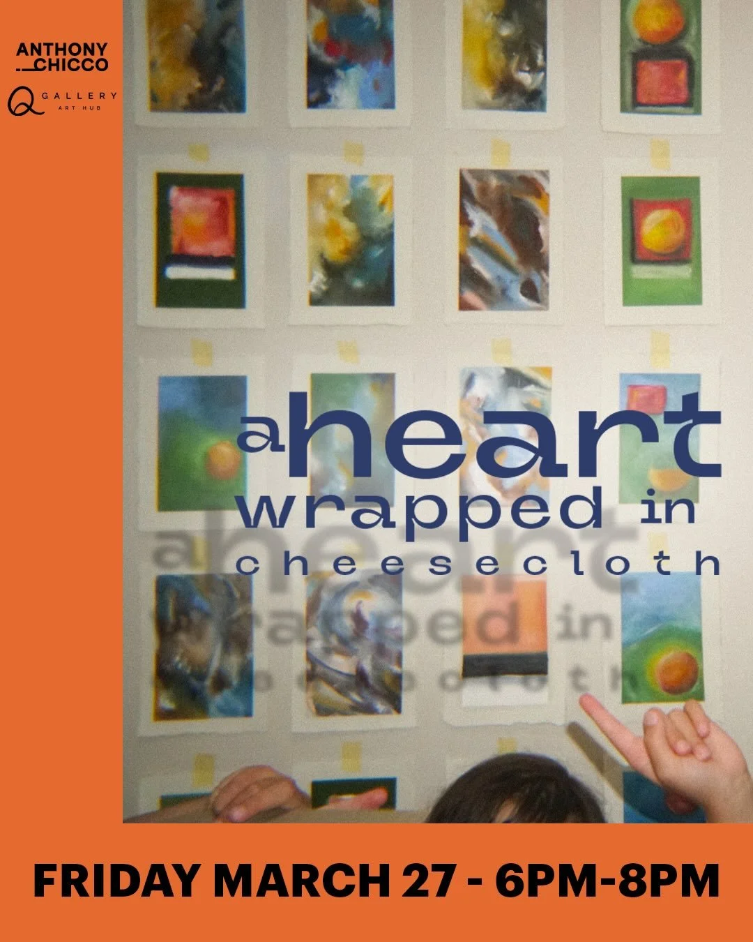 Opening Friday 27 March, 6pm

Please join us as we welcome Anthony Chicco to Q Gallery for A Heart Wrapped in Cheesecloth.

Anthony is a Canberra-based abstract painter whose practice is grounded in process-led painting. Using poured and hand-moved p
