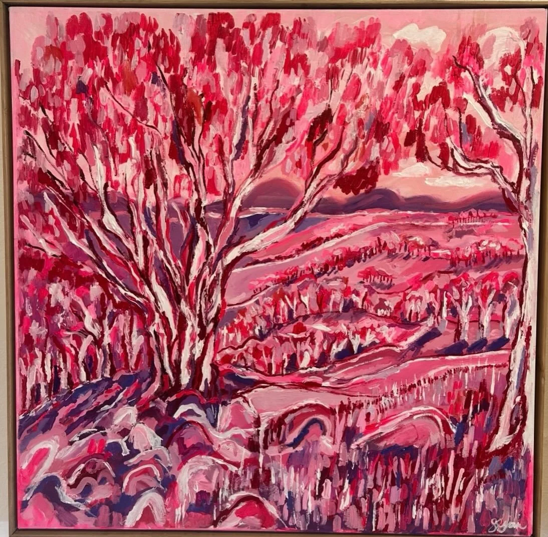 Some of the stunning artworks available from Sophie Ryan&rsquo;s show , Horizons,  @q_gallery_ this week , on until Saturday 2nd May 
1. Magenta Magic I , 79 cm x 79 cm  acrylic  on canvas 
2. Pink Horizons , 95cm x 95 cm. acrylic on canvas 
3. Pink 