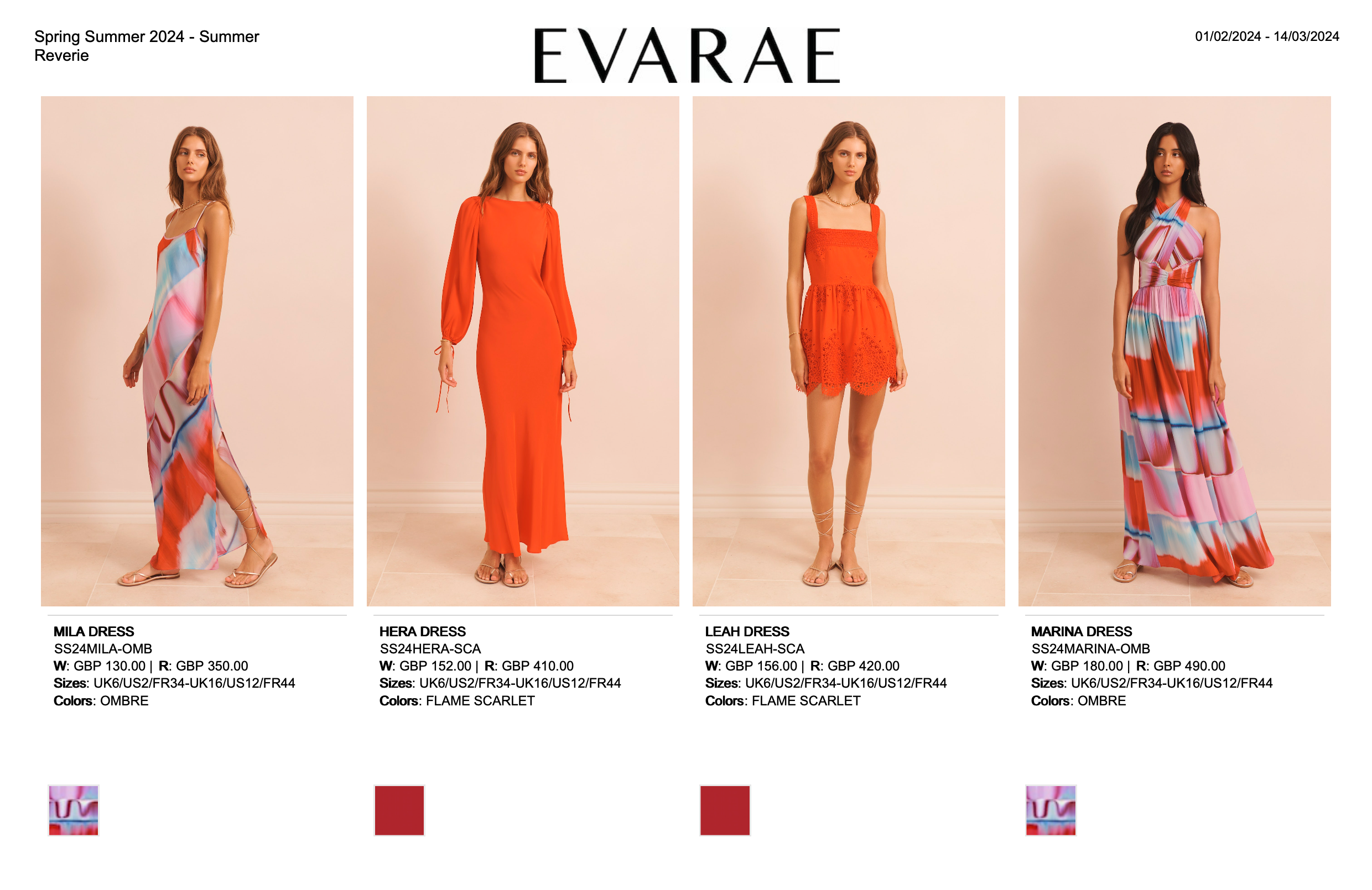 Wholesale Linesheet Spring Reverie 24