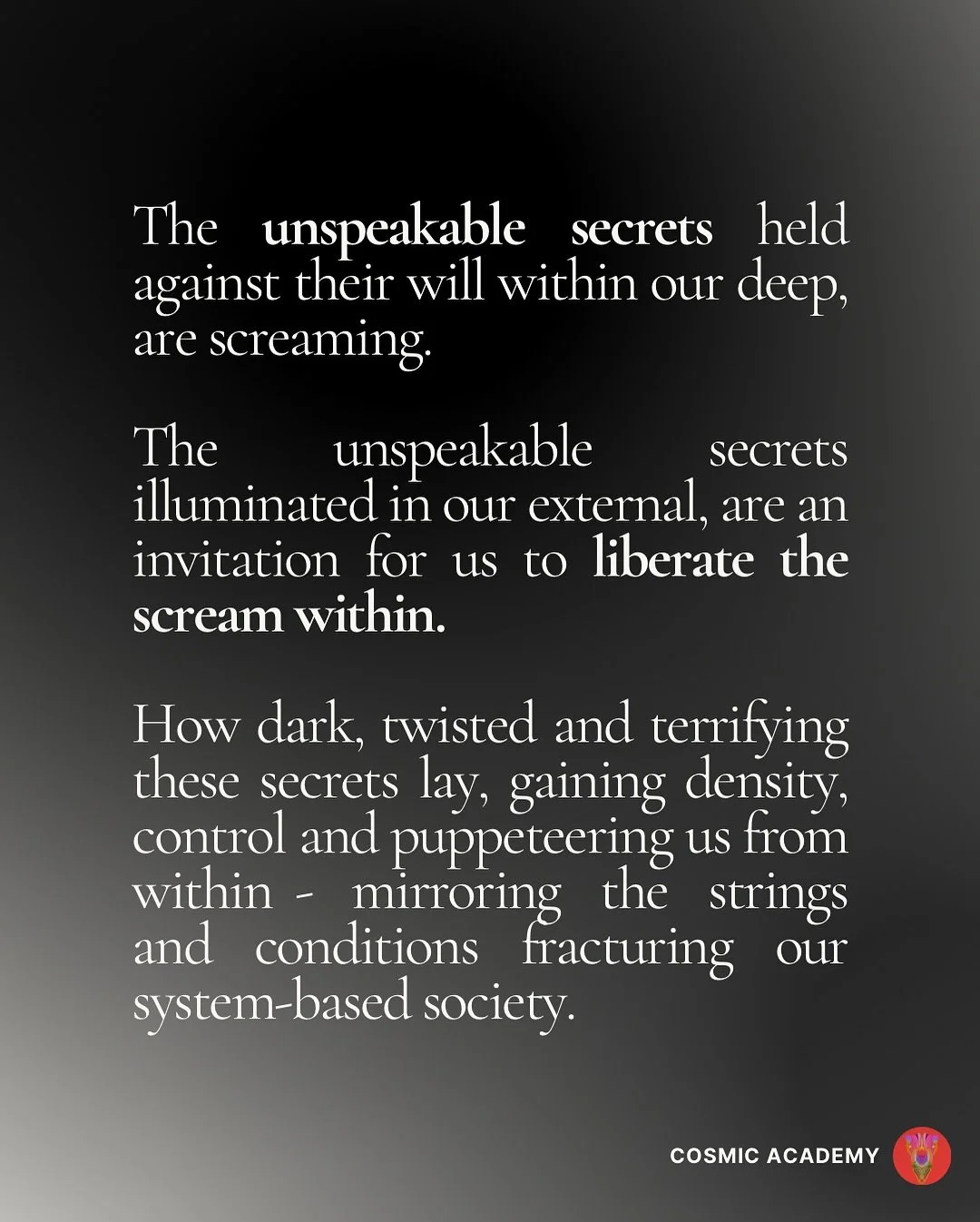 Been pondering sacred rage, the illusion of separation and manifestation culture. Here are some of my unspeakables that I&rsquo;ve been sharing in my circles lately 🖤

Unspeakable &lsquo;secrets&rsquo; are held within our dark. It is here we find ou