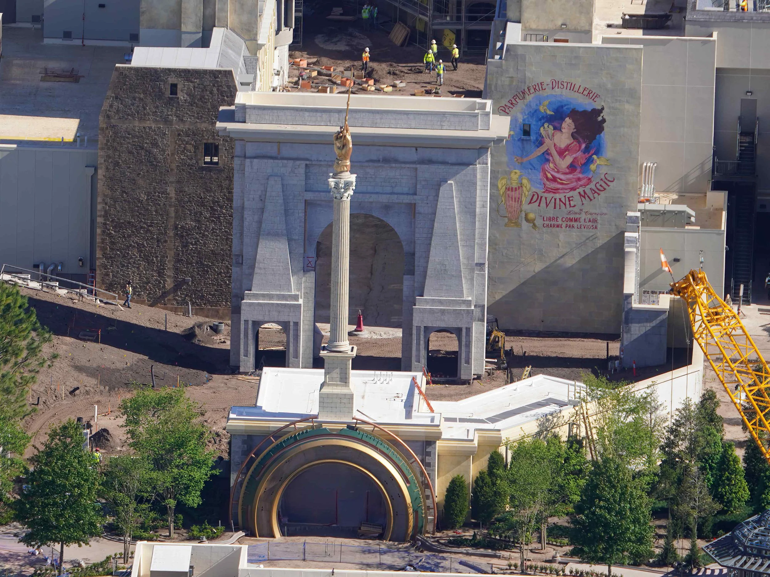Aerial view of the land under construction