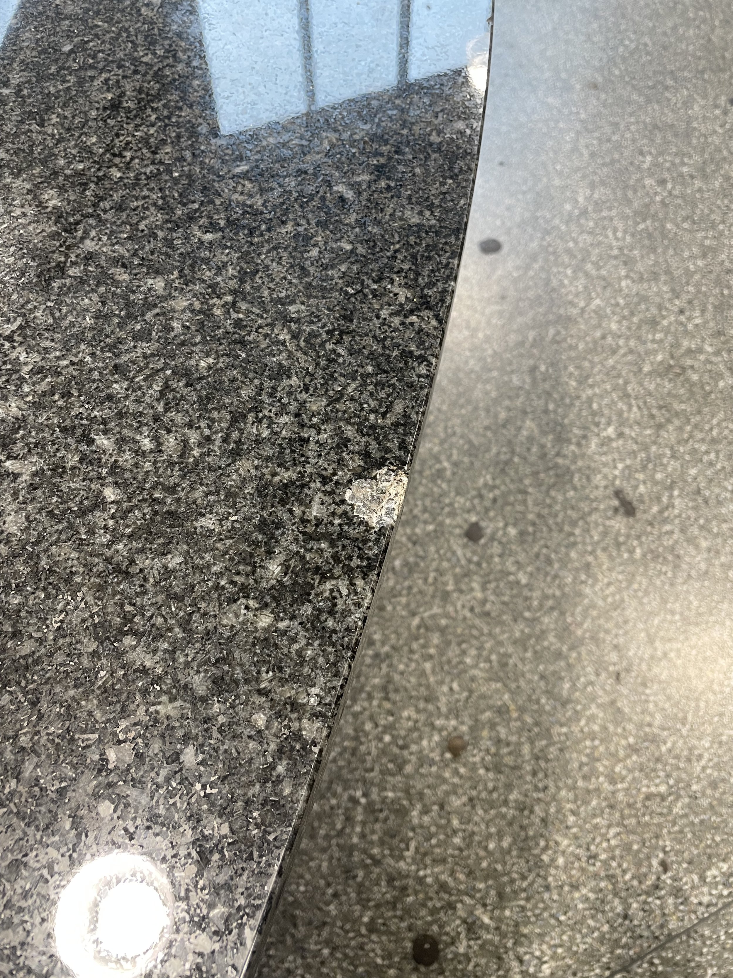 Granite worktop damage before.
