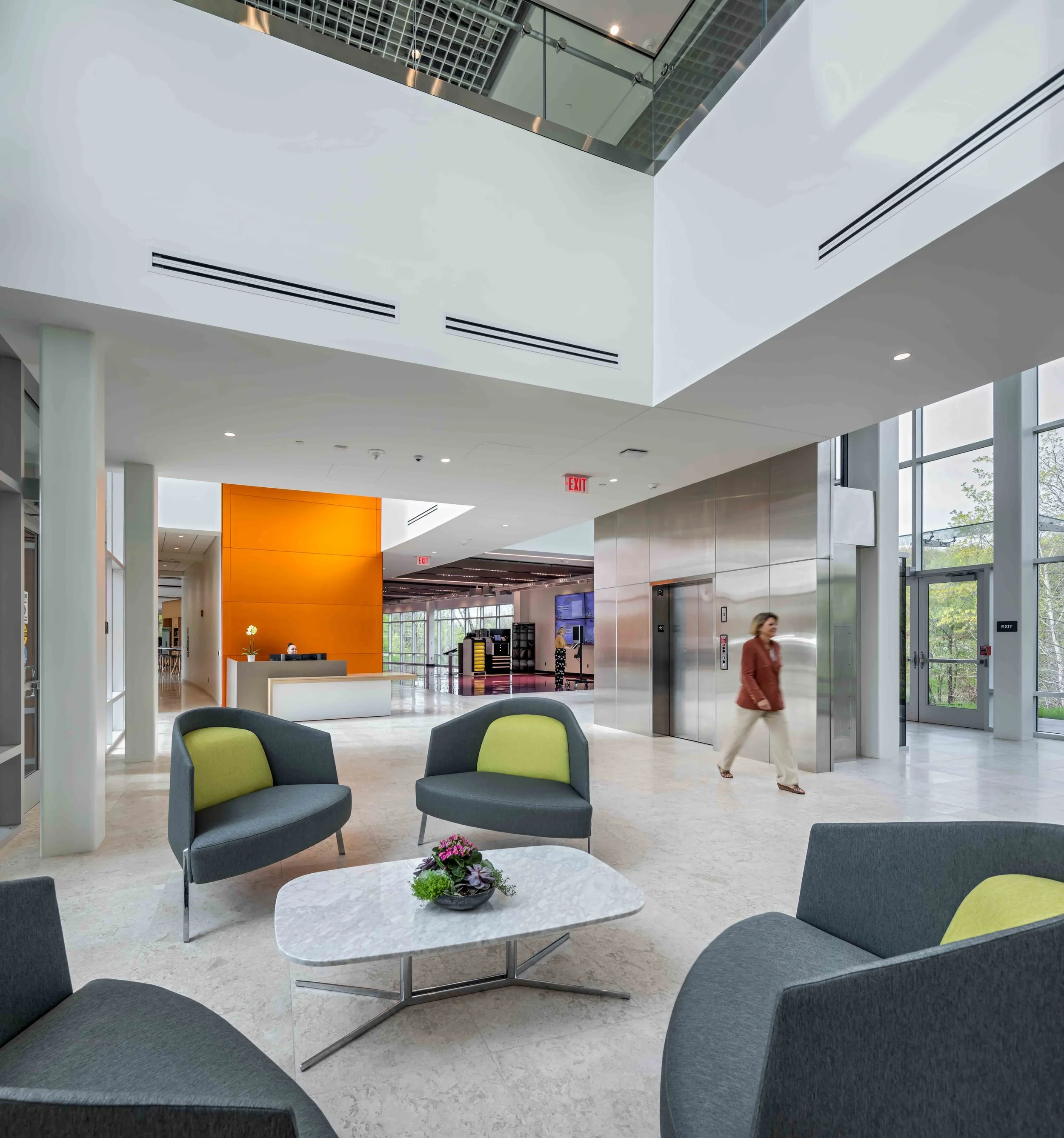 Berkshire headquarters lobby showcasing modern workplace architecture by Albert Kahn Associates