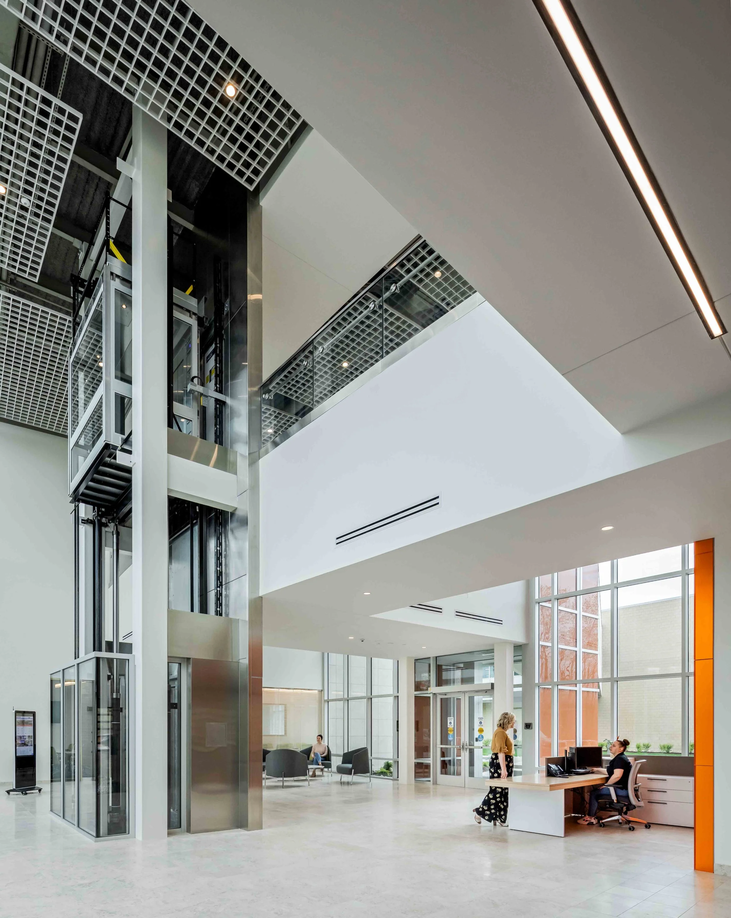 Berkshire headquarters lobby showcasing modern workplace architecture by Albert Kahn Associates