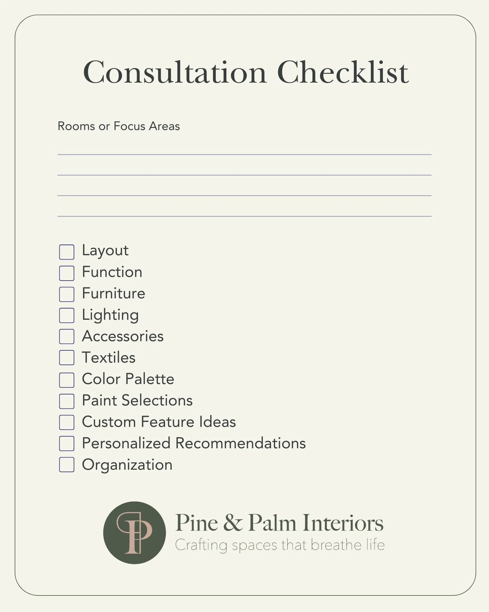 Unlock your space's potential with my consultation checklist! 🏠✨ From layout tweaks to lighting magic, I make it personal for you. Quick fixes that transform&mdash;read the full blog for more info! Link in bio. What's your biggest room frustration? 