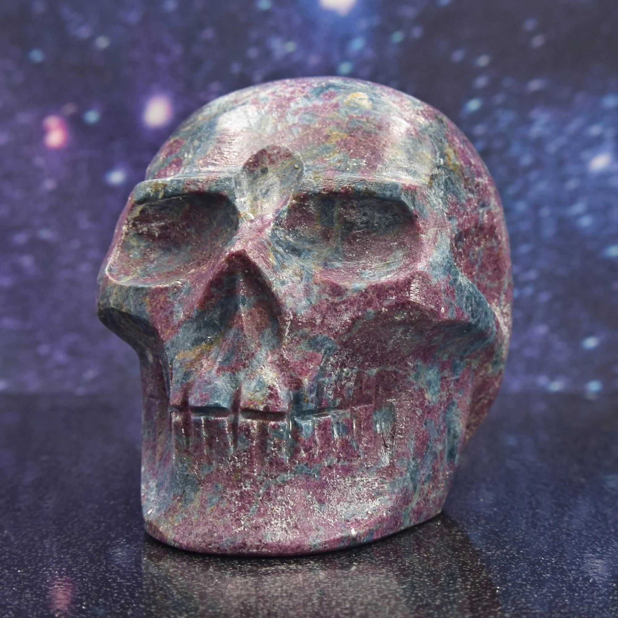 Ruby and Kyanite Skull from Brazil | 1.55 lbs